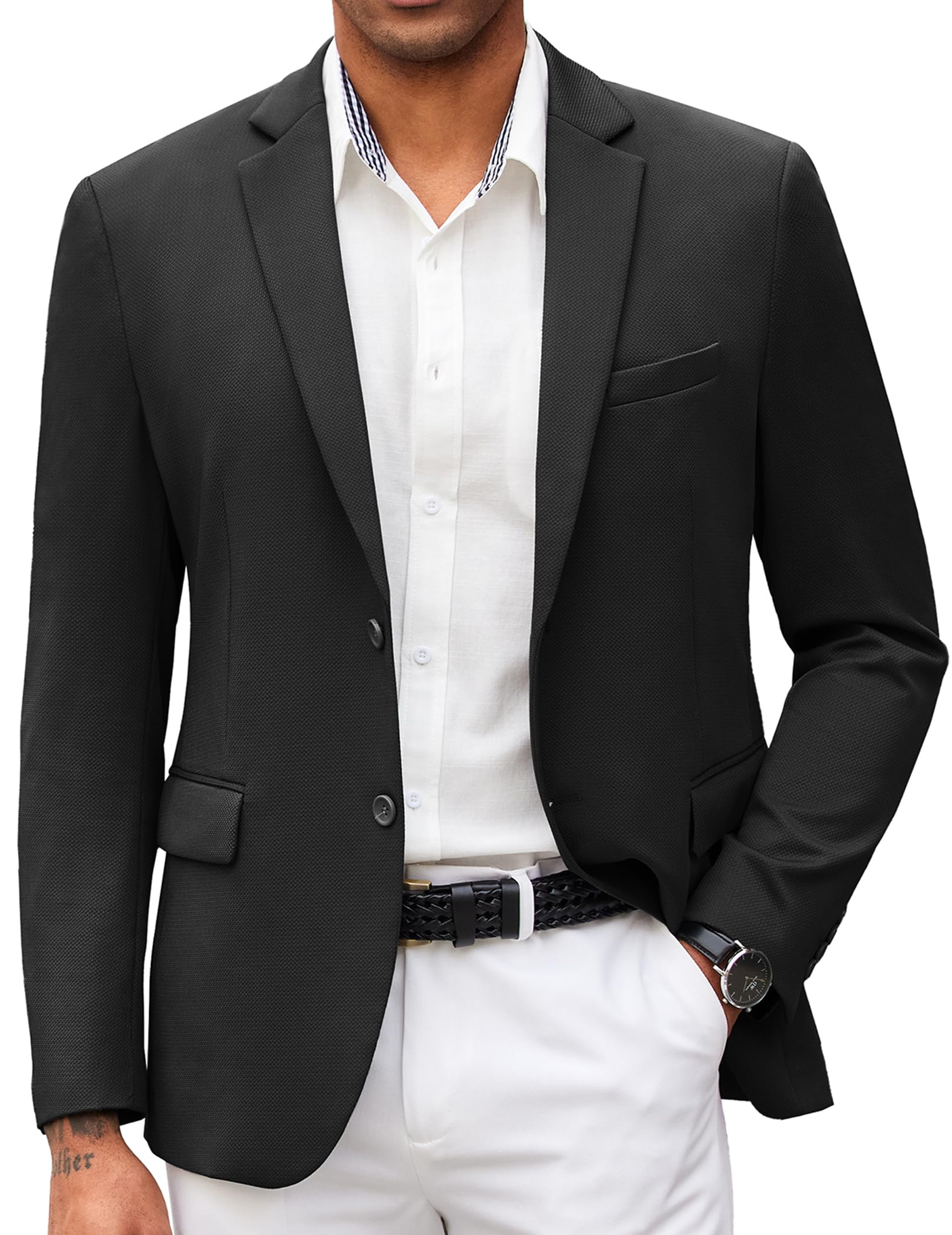 COOFANDY Mens Casual Blazer Slim Fit Suit Jacket Lightweight Knit Sport Coat Two Button Blazer Jacket
