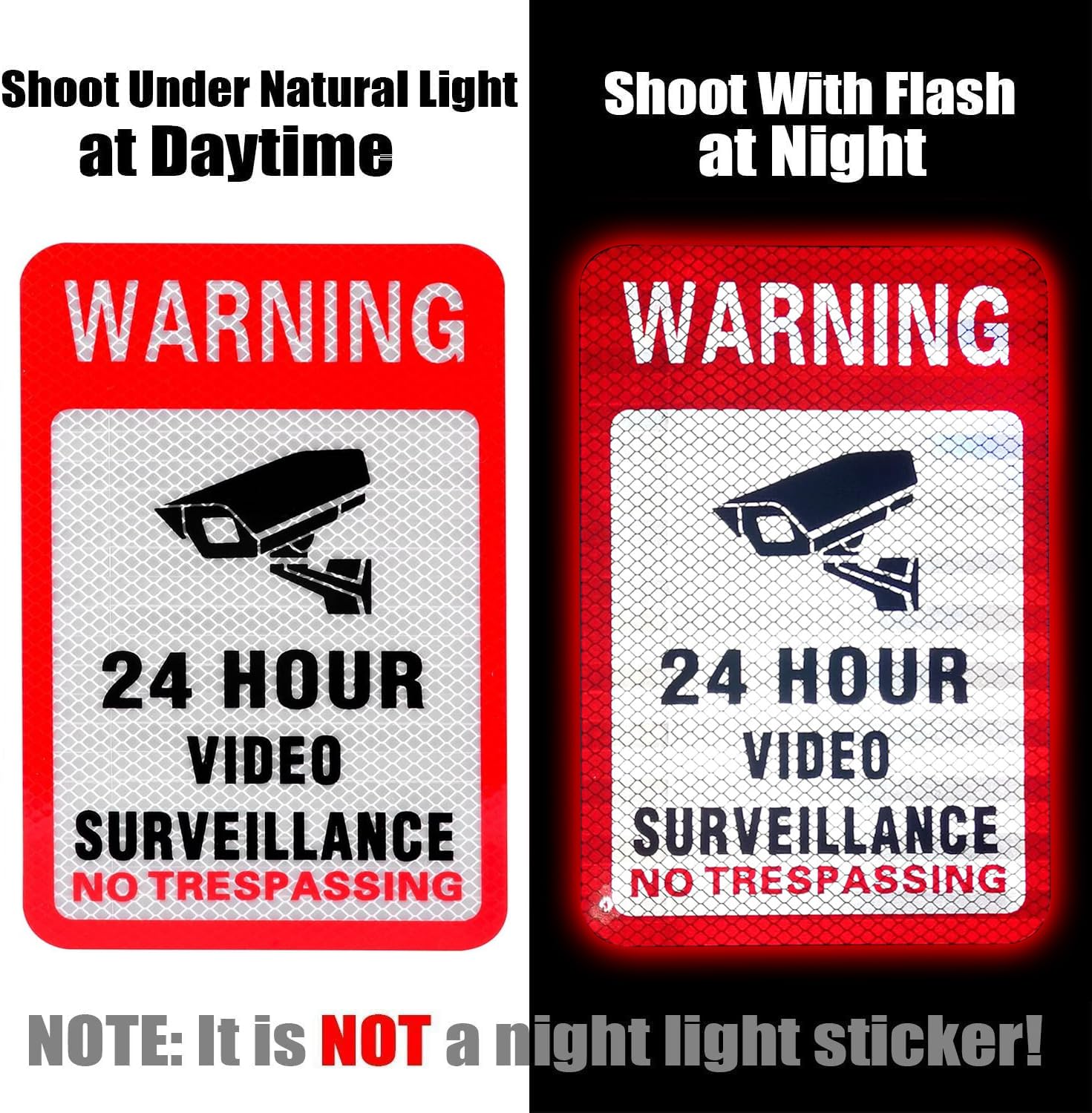 (6 unidades) de vídeo vigilancia señal reflectante Sticker Decal autoadhesivo 5,9 "x 4", protección contra rayos UV y impermeable, uso interior y exterior