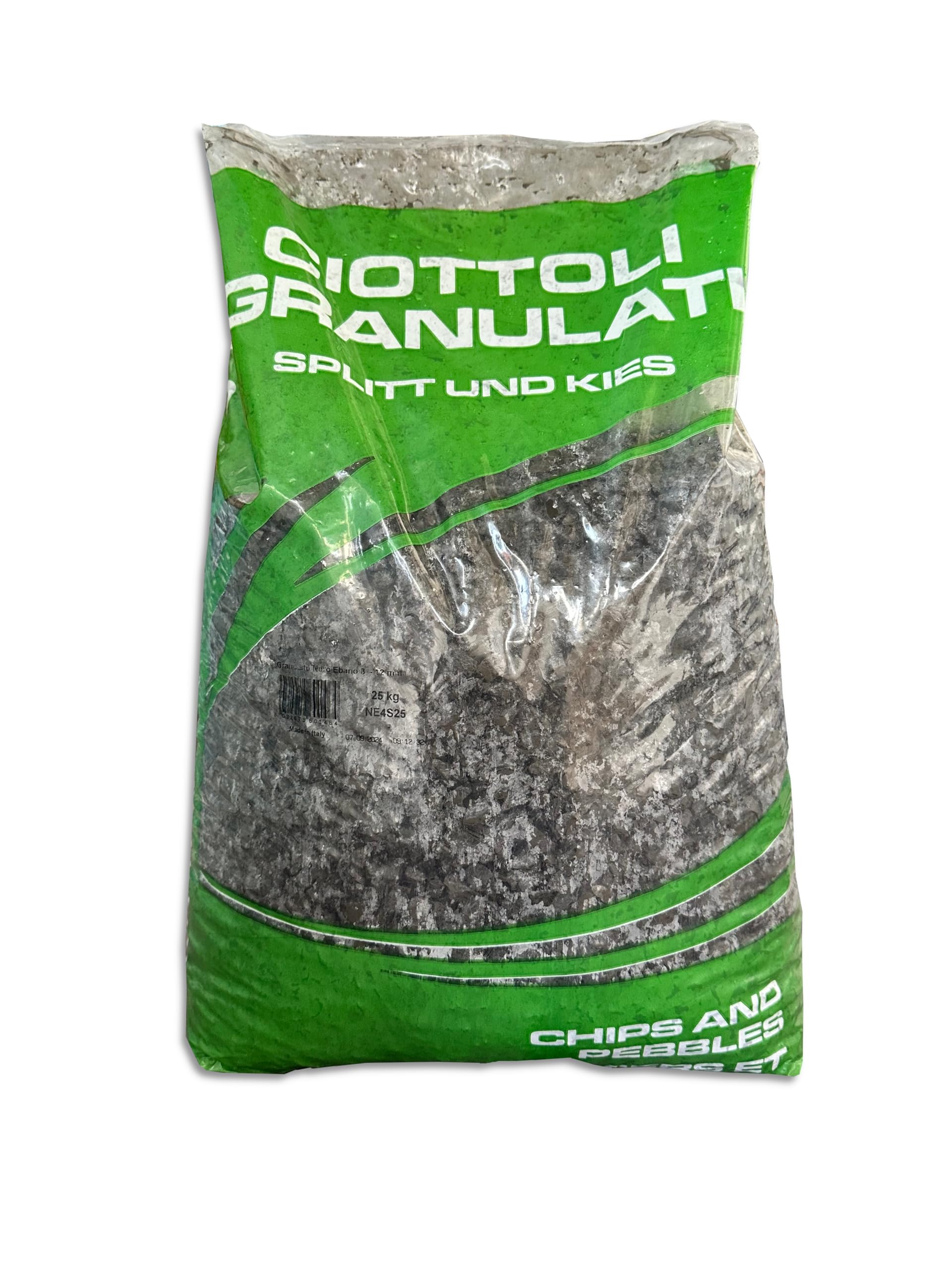 Graniglia Granulato Nero Ebano per Esterno Giardino, Granulometria 8-12mm, Confezione 25kg