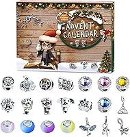 Vista 9 de Calendario de Adviento de Navidad 2025 para niñas, calendario de cuenta regresiva de 24 días con pulsera y collar de bricolaje, anillos, regalo