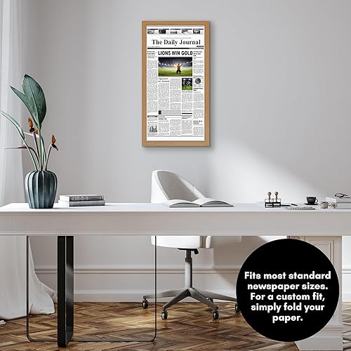 Miniatura 5 de Americanflat Marco de periódico de 11 x 22 pulgadas con plexiglás pulido, exhibición para artículos de medios variados, colección de firmas, marco
