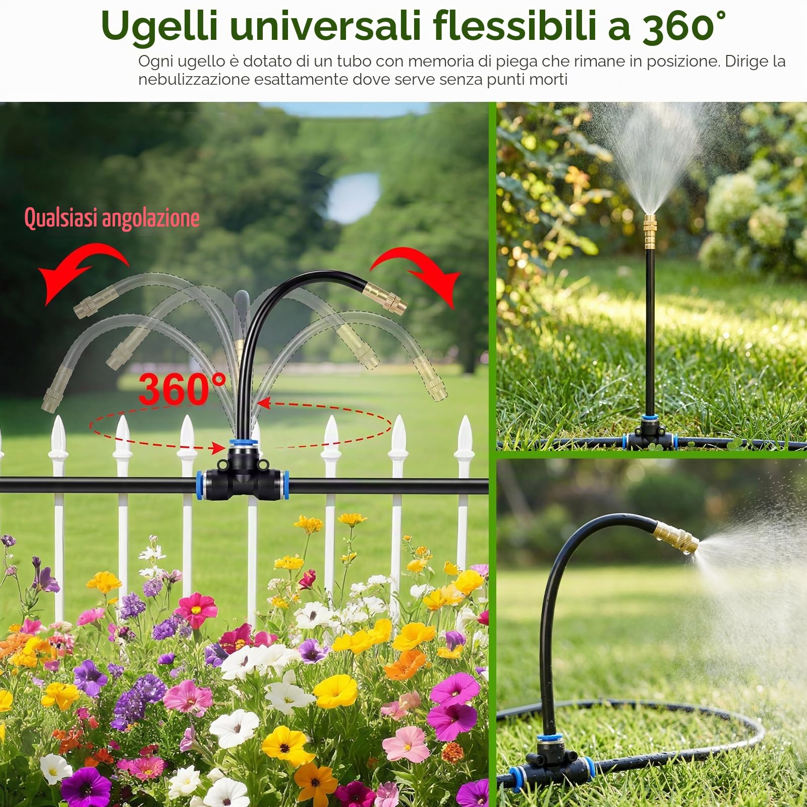 Sistema di irrigazione da giardino, regolabile a 360° Tubo di irrigazione Sistema di irrigazione per balcone Irrigazione delle piante Con 16 ugelli Irrigazione a goccia Irrigazione da