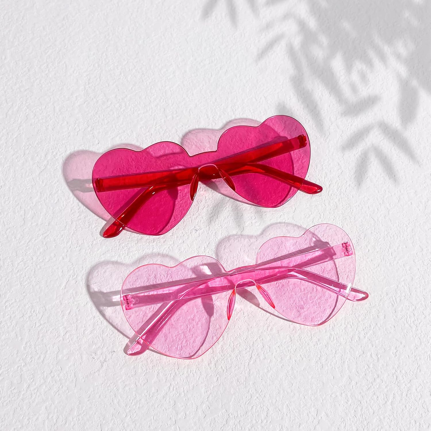 SUNOVELTIES 40 Pcs Heart Shaped Rimless Sunglasses Bulk Transparent Candy Color Glasses Colorful Party Eyewear for Women - Image 4