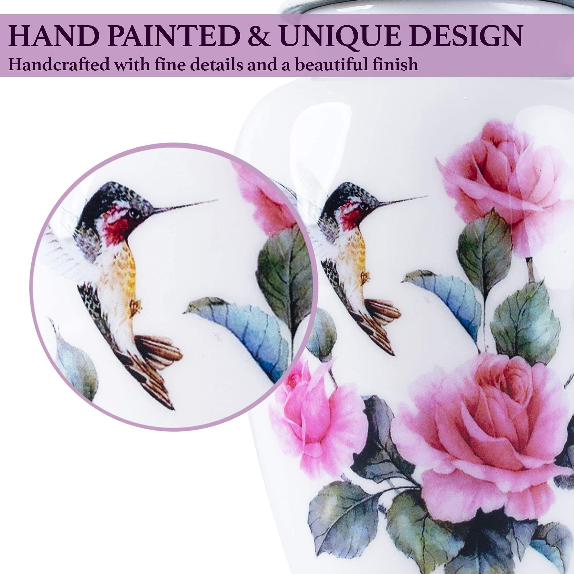 Bold & Divine,Urna de cremación de colibrí para adultos,Urna de cremación para cenizas humanas adultas urnas para cenizas de adultos (grande/adulto) con bolsa de terciopelo única para tu ser querido