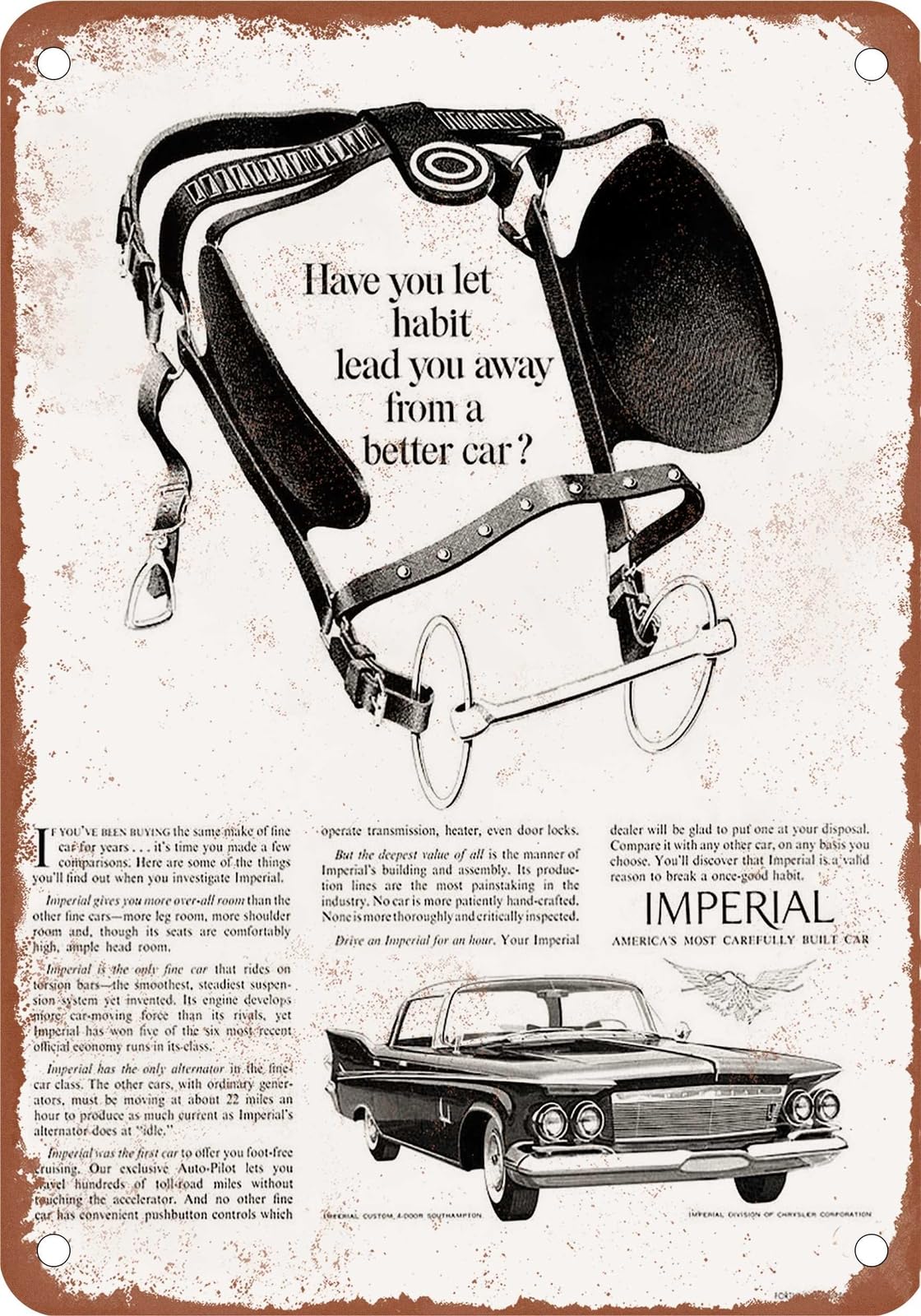 Miaomansenstore Metal Sign - 1961 Imperial Vintage Ad 14 - Old Retro Rusty Look Home Decor