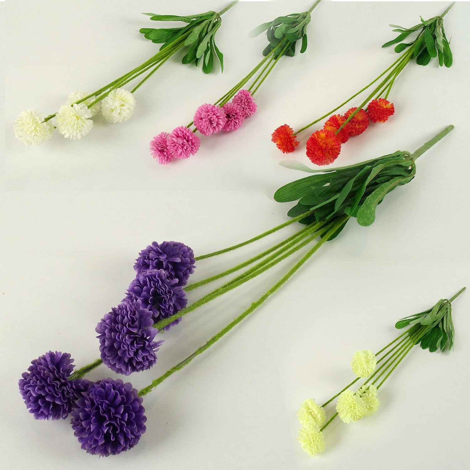 Artificial Silk Flowers Sprays (Dark Pink, 5H Pompom