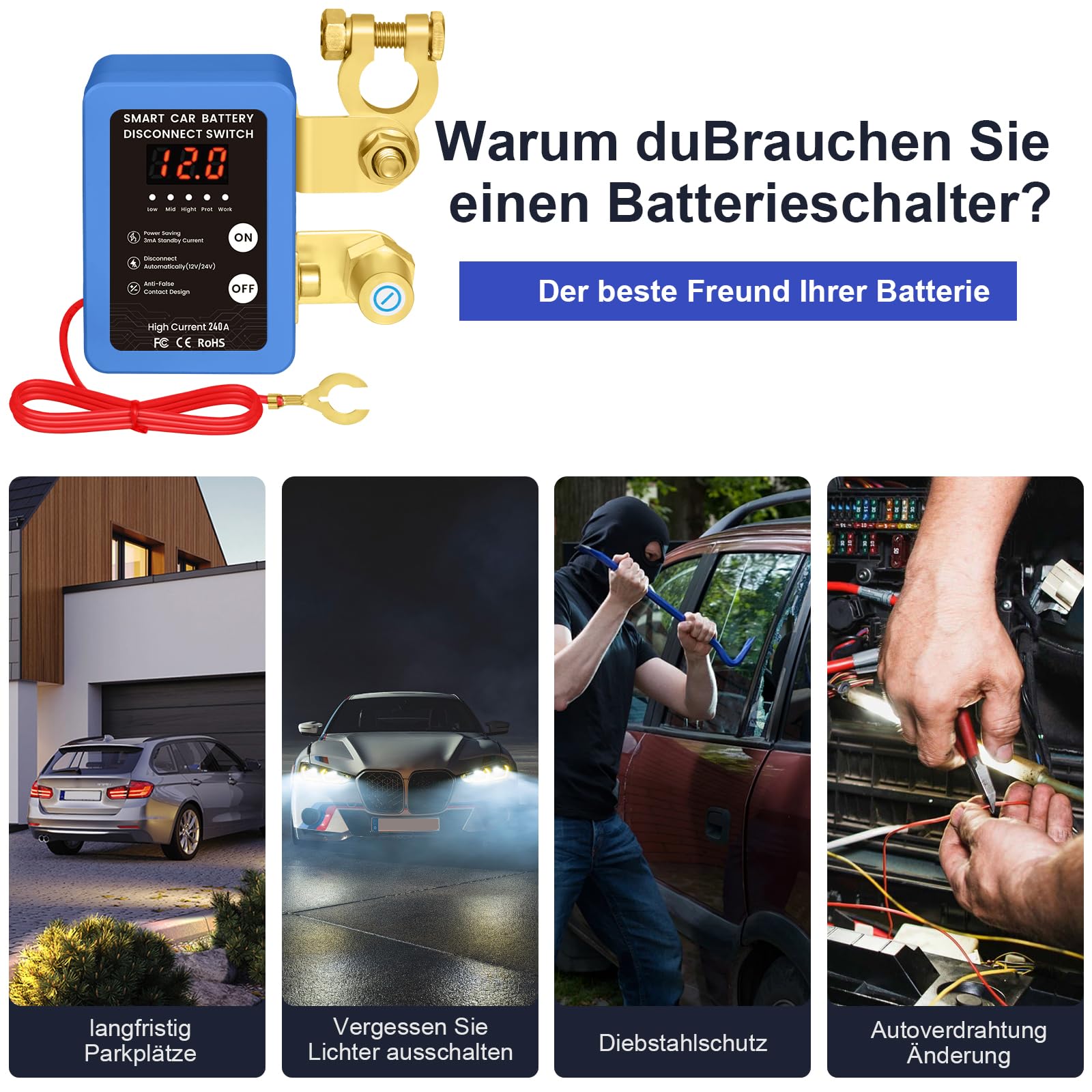 Disjoncteur De Batterie Télécommandé Sans Fil, Coupe Circuit Batterie 12v Telecommande 240 A Interrupteur Darret Automatique Avec Affichage Led Pour 12v Voiture Camping Car Atv Cami 91987992