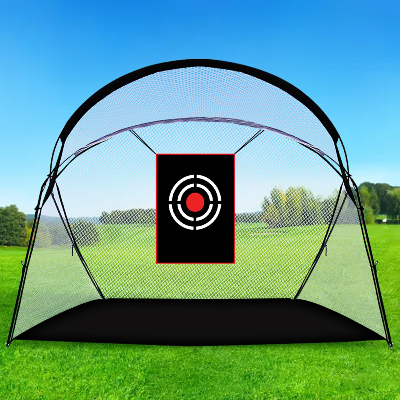 Golf Hitting Practice Nets for Backyard Driving Heavy Duty Men Real Indoor Golf Balls Hitting Pitching Driving Nets for Indoor Outdoor Garage Use Golfing Swing Training Impact Cages with Frame and Net