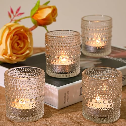 Miniatura 3 de 24 portavelas votivas, portavelas de vidrio transparente a granel para centro de mesa, velas de té para bodas, fiestas y decoración del hogar