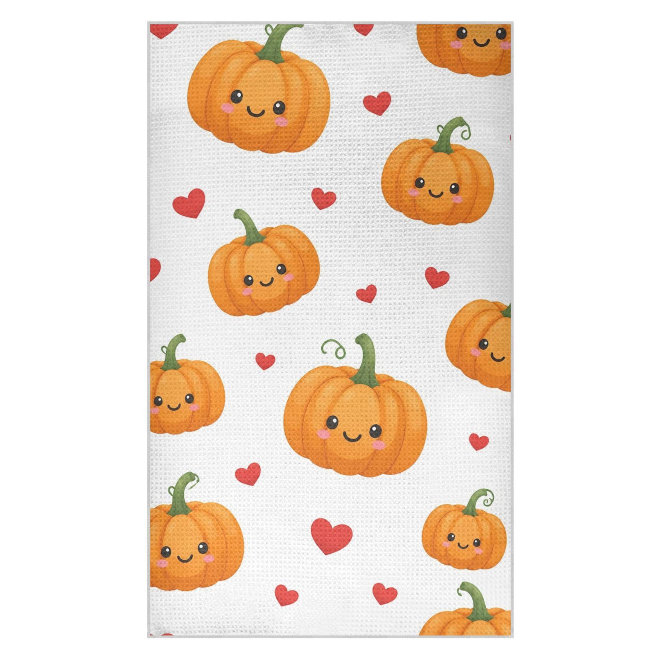 Kutsu Pumpkins Waffle Weave Kitchen Towels Absorbent Quick Drying Dish Towels for Kitchen, Decorative Tea Towel, 18x30 in