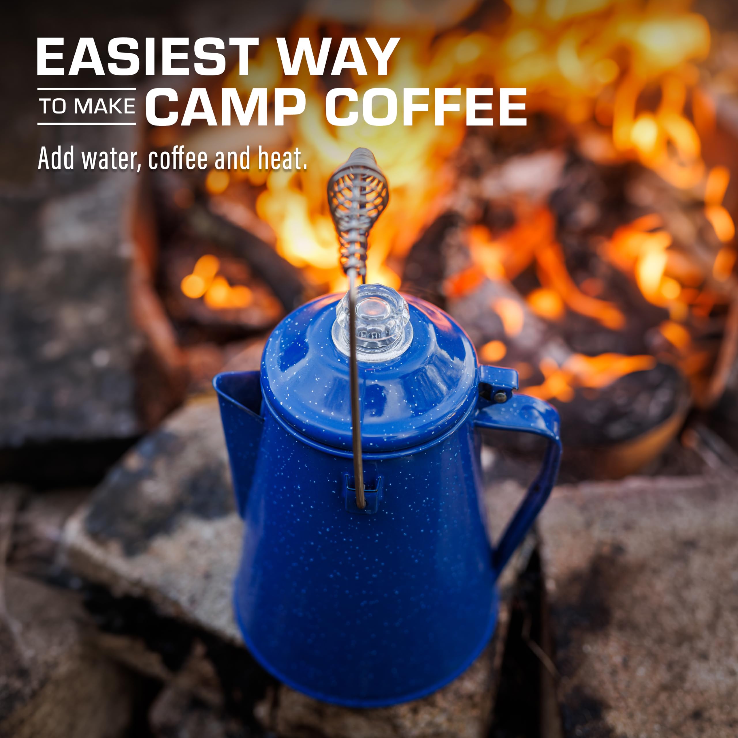 Coletti Cafetera clásica con percolador esmaltado (Azul, 12 Tazas): la cafetera Original para Acampar Hecha Moderna, Esencial para el Maestro cervecero del Campamento