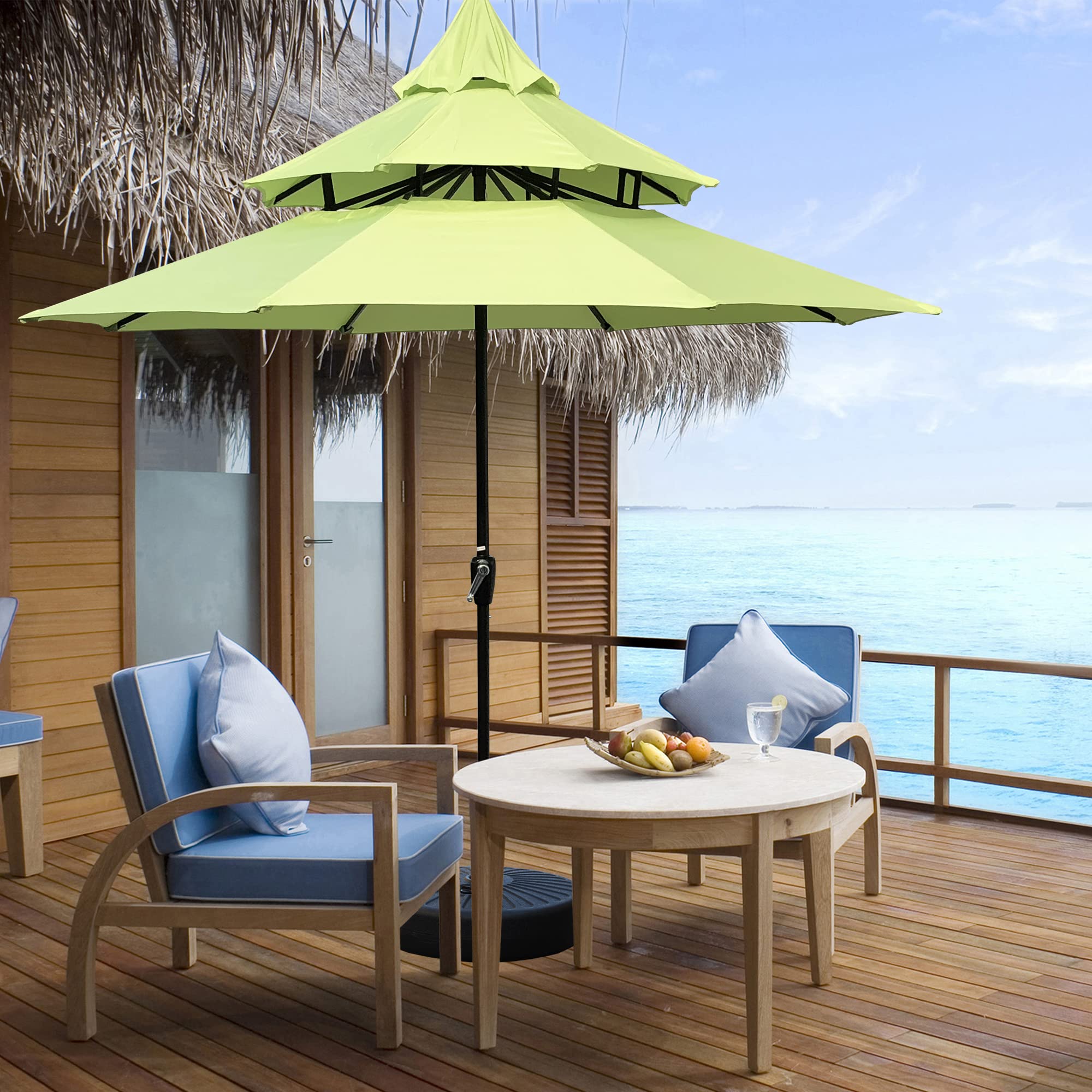 11 tilting patio umbrella with led lights 9/10/11/12ft Solar LED Square Cantilever Patio Umbrella