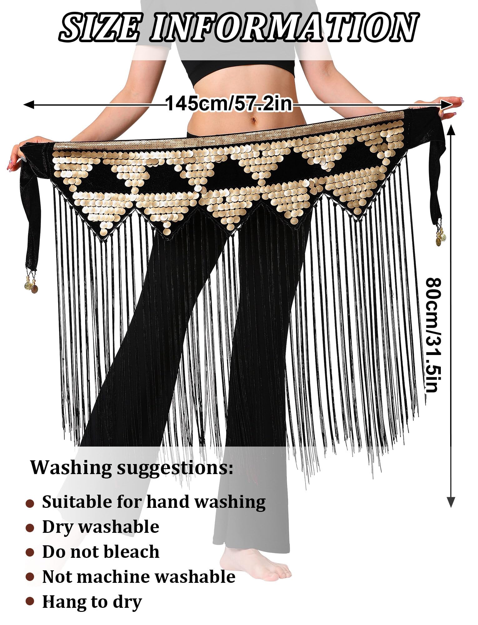 SEAUR Ceinture de Danse Orientale Femme Écharpes Hanche à Paillettes Belly Dance Samba Foulard Danse du Ventre Dame Latine Spectacle