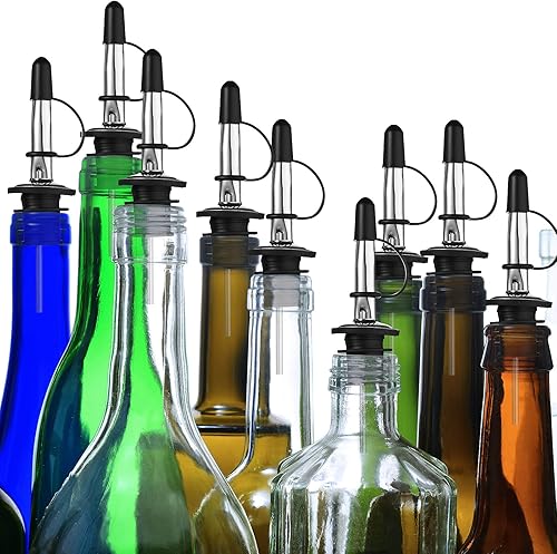 Miniatura 7 de Zopeal 100 tapas de polvo para vertedores, cubiertas negras para vertederos con bucle, con capucha, botella de licor de aceite de oliva, tapas de