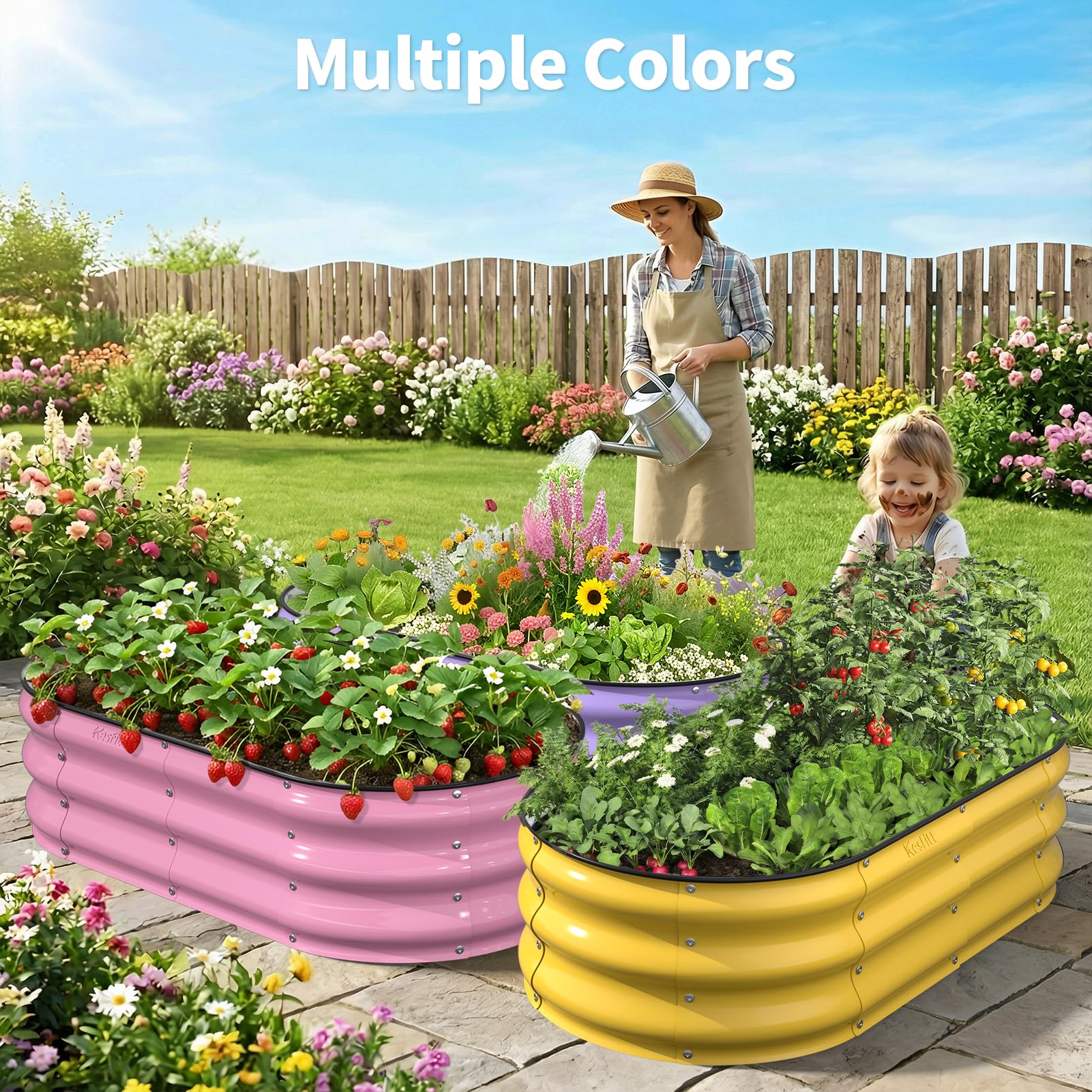 Kesfitt Raised Garden Bed, 4x2x1 FT Galvanized Steel Metal Raised Garden Bed, Ov — product photo