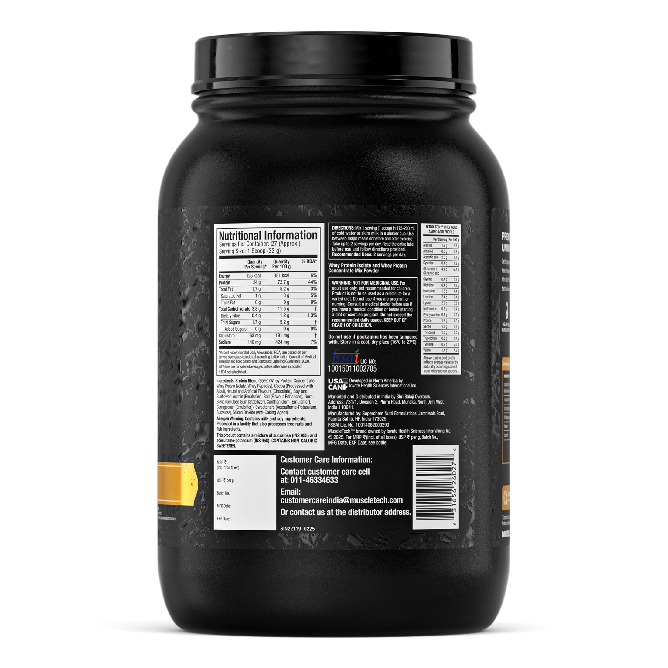 MuscleTech Nitro-Tech Whey Gold Protein Powder | 24 g Protein & 5.4 g BCAAs Per Serving | Supports Lean Muscle & Faster Recovery | Double Rich Chocolate | 907 g 3