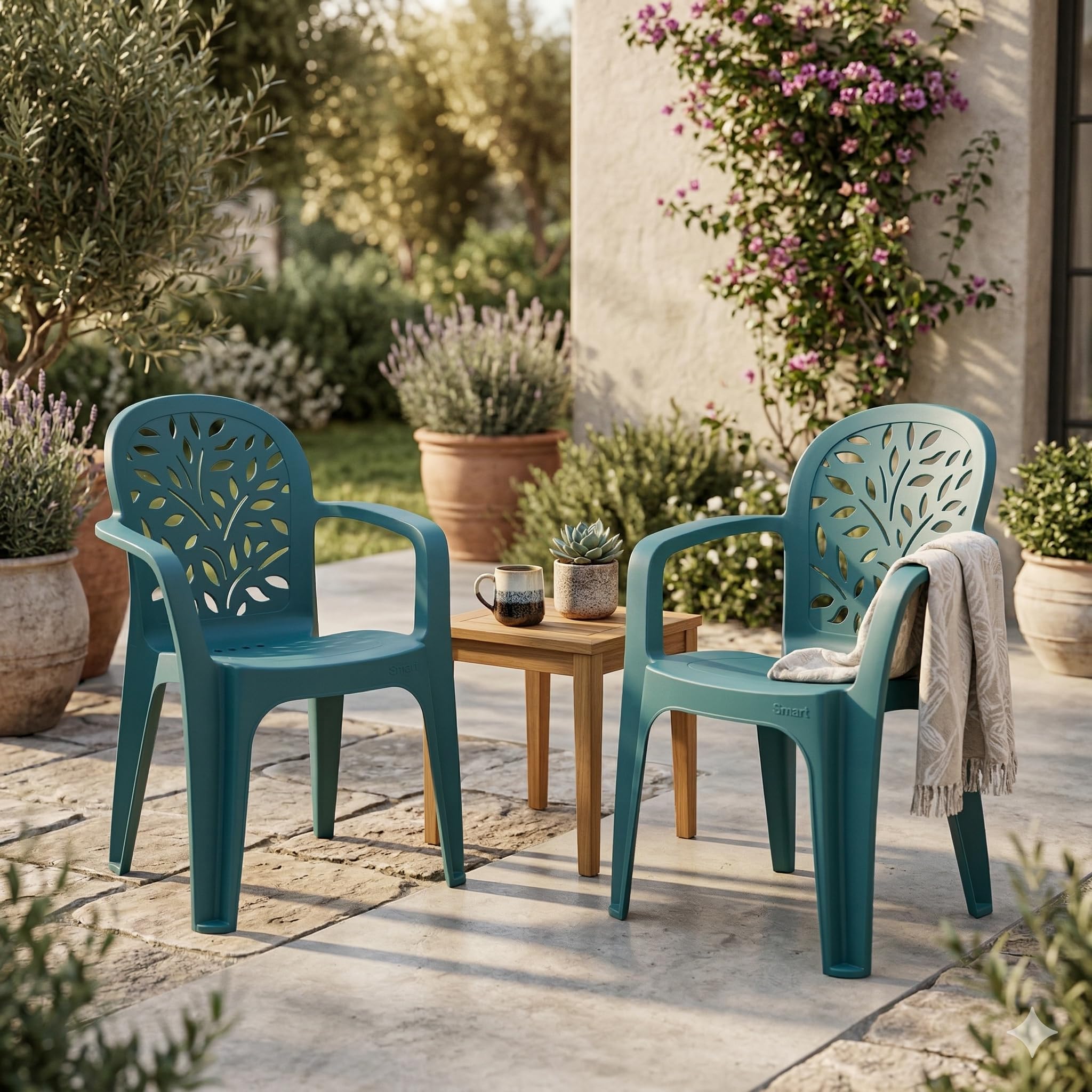 Oaknest Supreme Craft Designer Armrest Stackable Plastic Chair with 6 Months Warranty (Color: Cobalt Blue ; Set of 2 Piece)-image-46