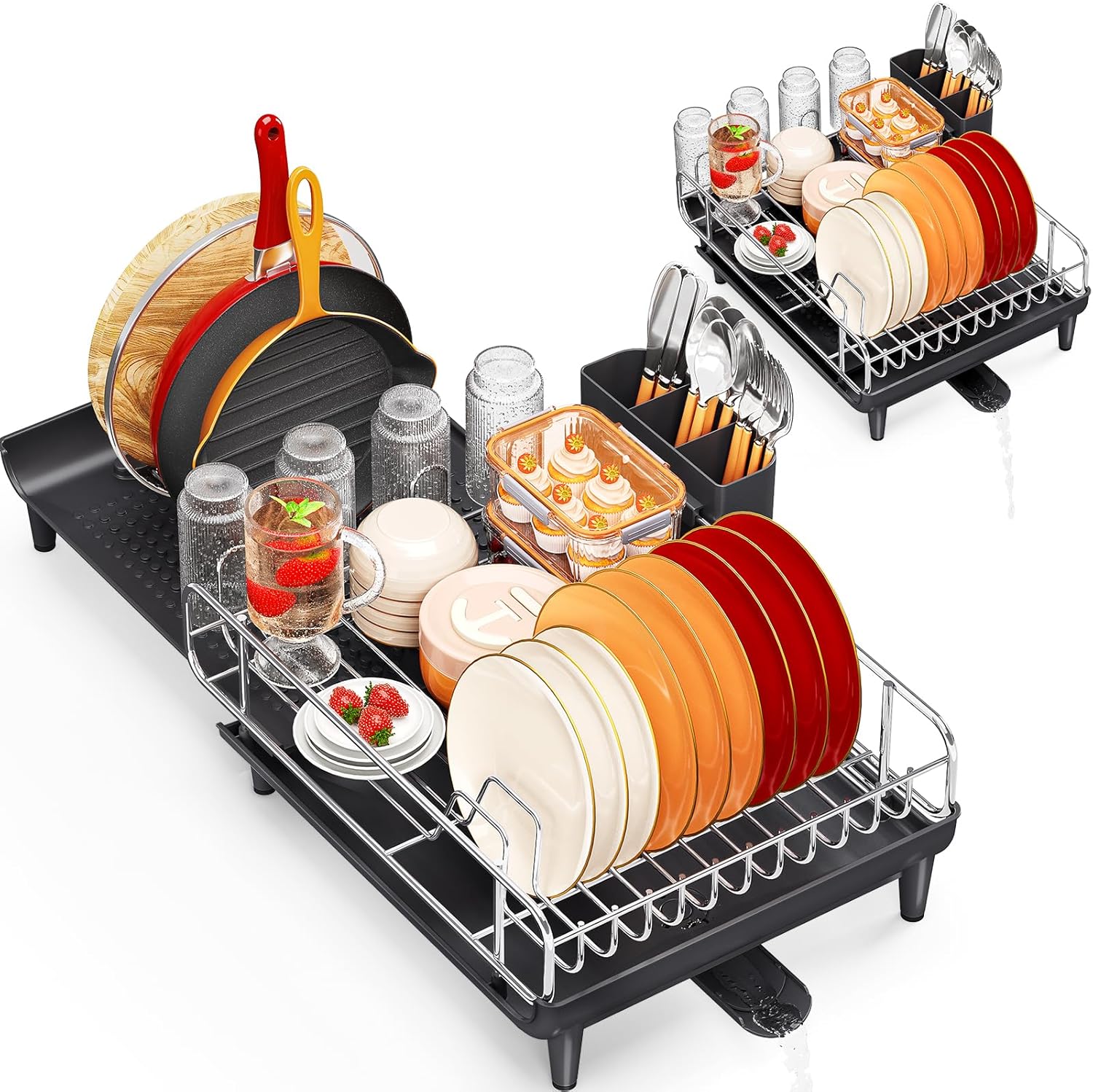TOOLF Expandable Dish Rack Black Large Size