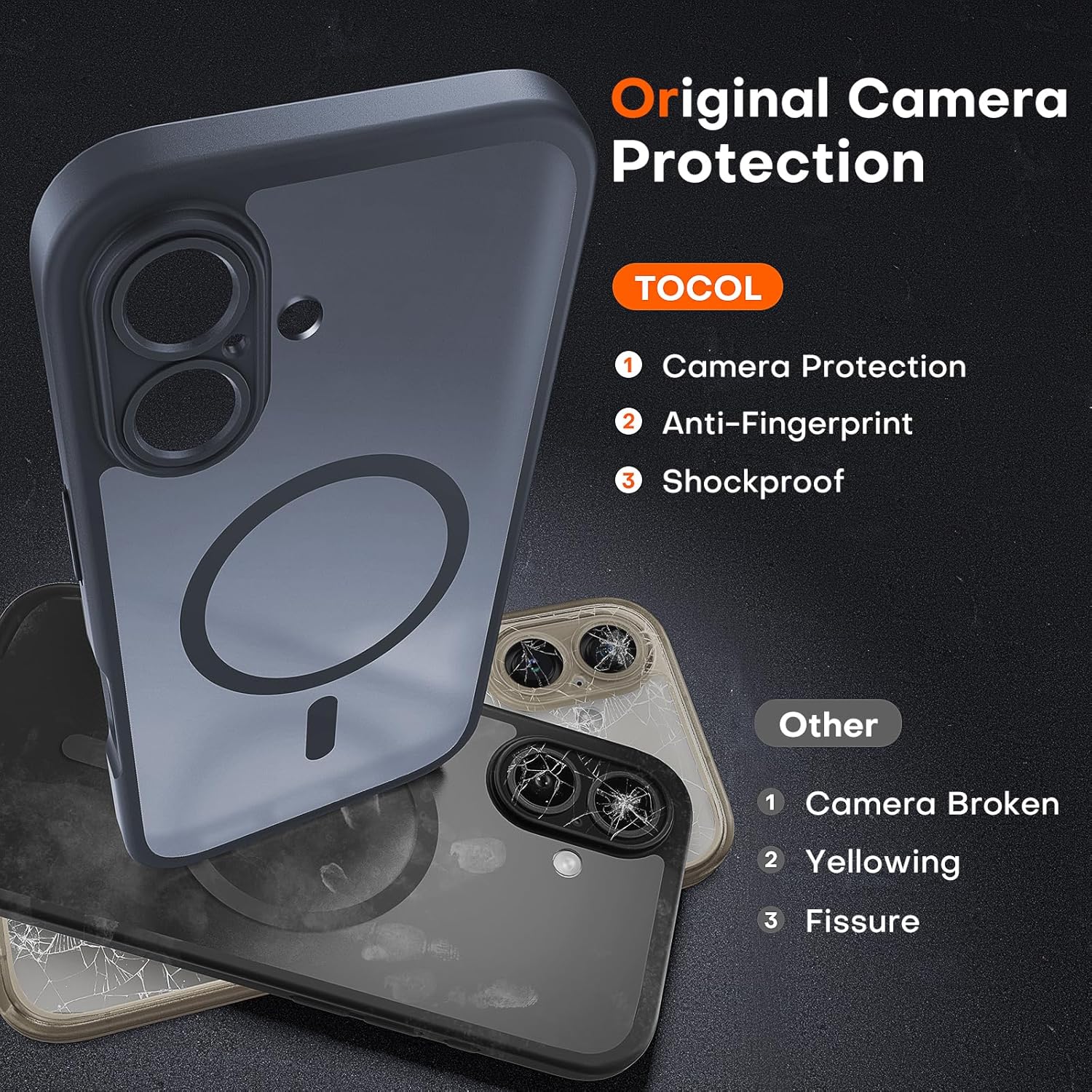 TOCOL Magnetic for iPhone 16 Case, Upgraded Full Camera Protection, Fit for MagSafe, Rugged Phone Case for iPhone 16 6.1 Inch, Drop Protection, Anti-Scratch, Black - Image 5