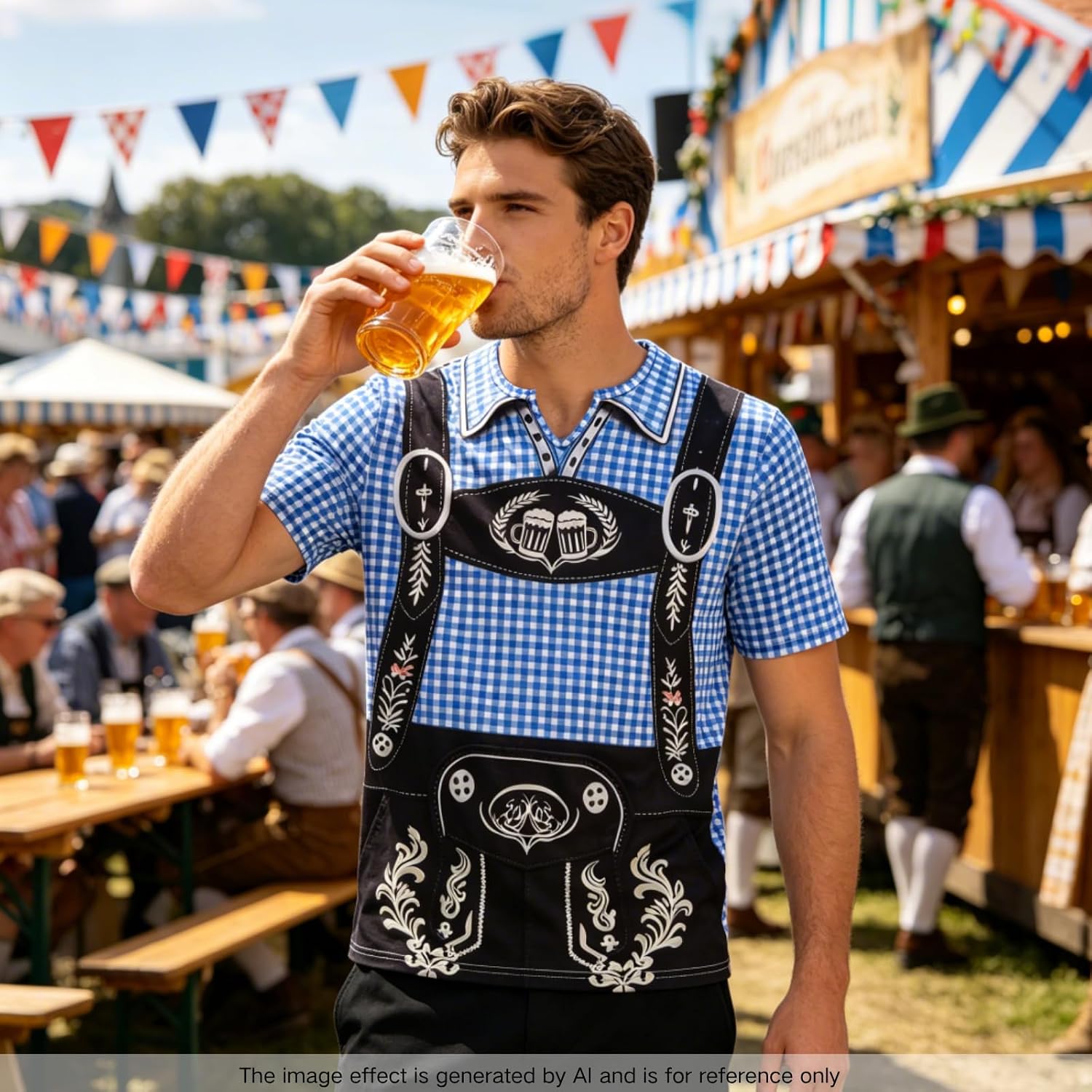 Mens Oktoberfest T-Shirt Bavarian German Beer Shirt Short Sleeve