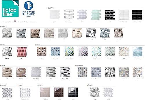 Miniatura 8 de Tic Tac Tiles Papel tapiz autoadhesivo removible para la loseta del muro de la cocina o el baño, azulejos de papel tapiz 3D en diseños de Como