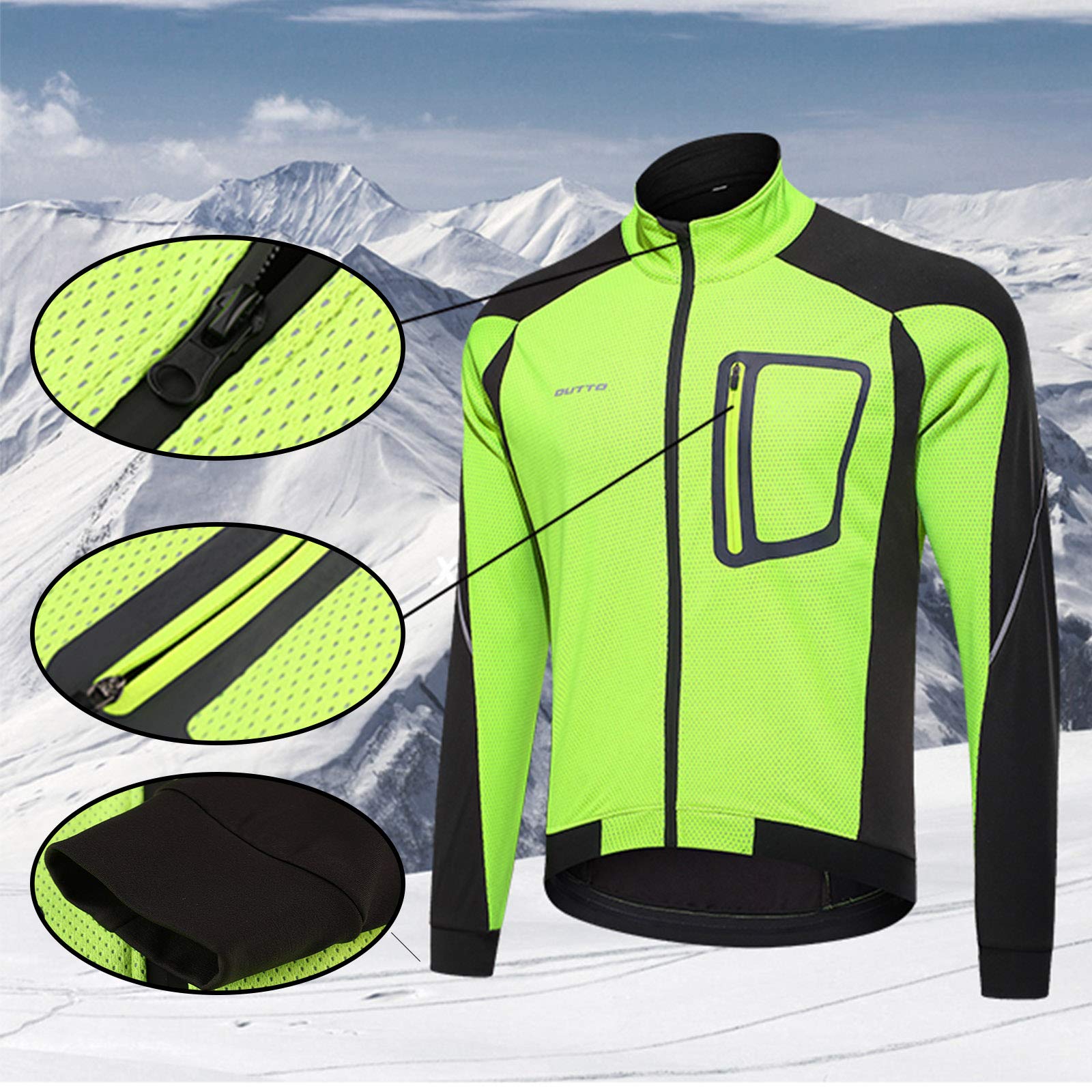 DOOLY Veste de cyclisme Homme Manteau d'hiver imperméable à haute visibilité, veste de sport thermique coupe-vent, taille 5XL, bleu