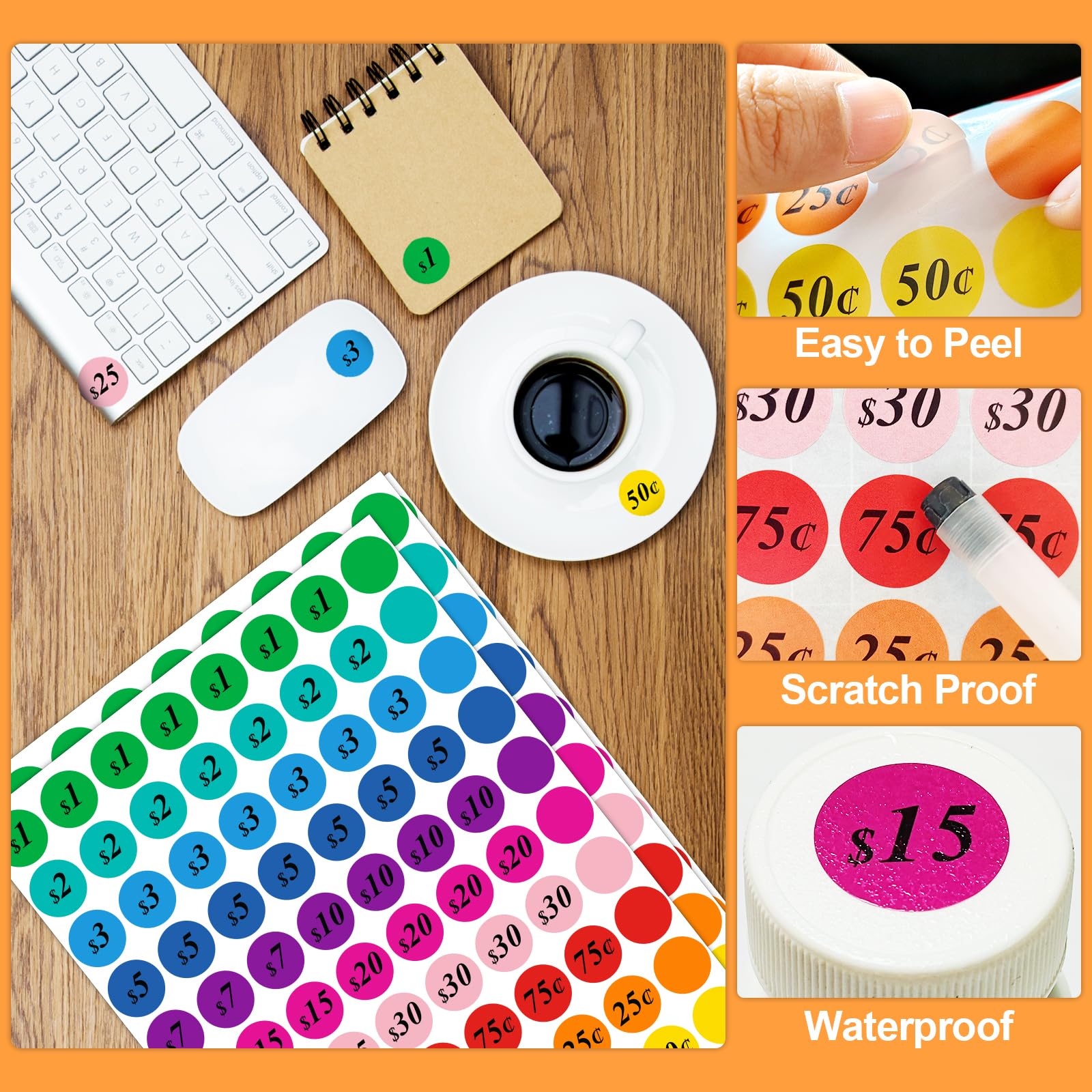 Snapklik.com : 1600 PCS Round Garage Sale Stickers,3/4 Inch Pricemarker ...