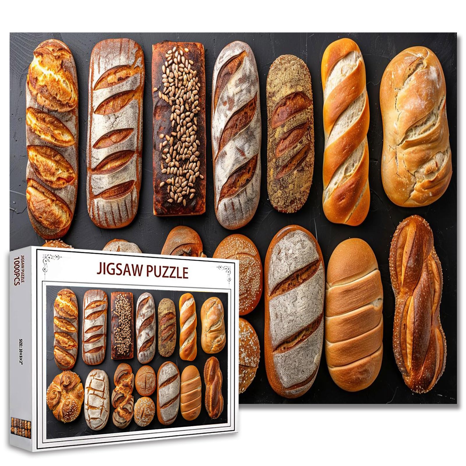 French Baguette 1000 Piece Jigsaw Puzzle for Adults Challenging Puzzle Perfect for Game Nights Baking Bread Jigsaw Puzzle — image 1