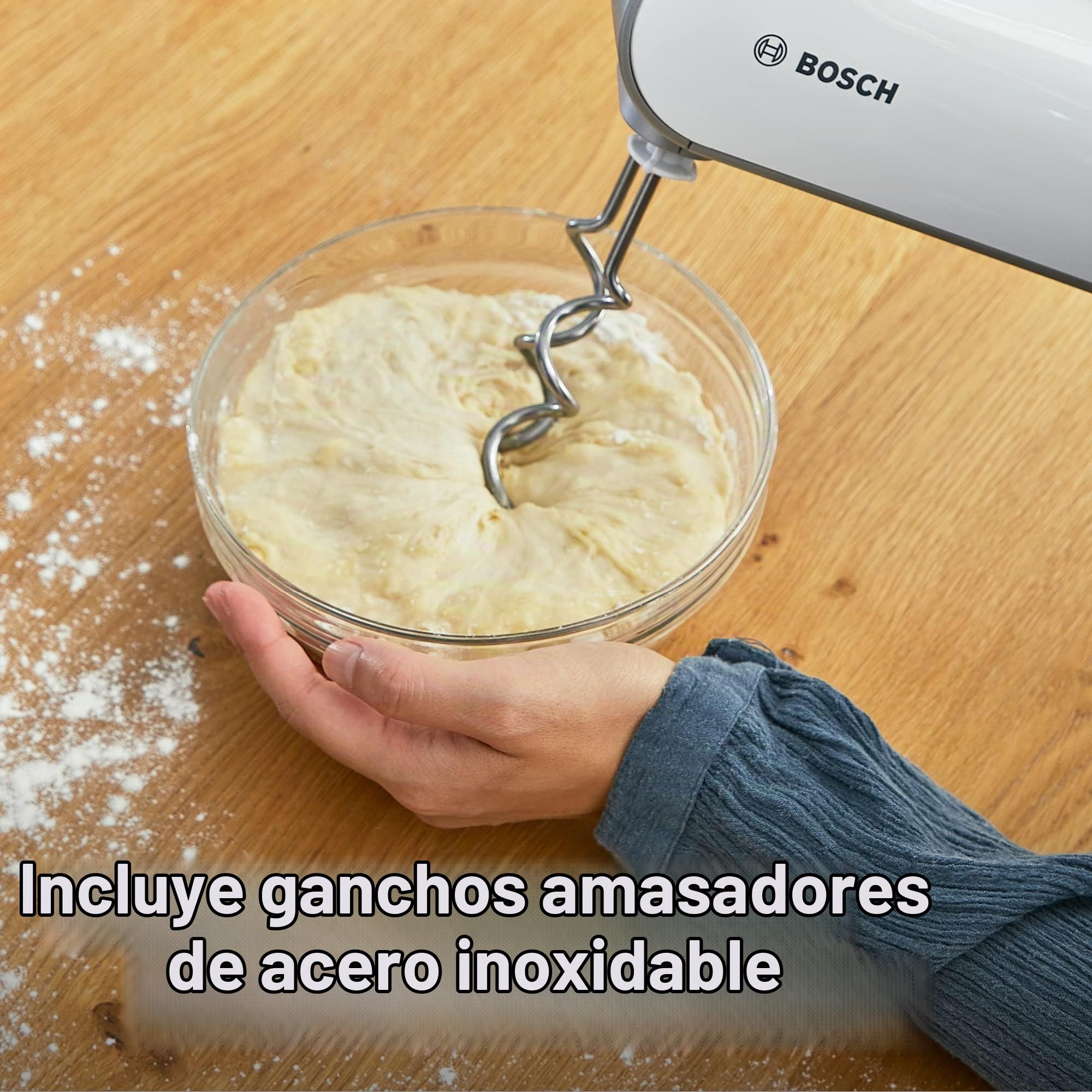 Bosch MFQ4075DE - Batidora (Batidora de mano, Plata, Blanco, Batir, Mezcla, 1,4 m, De plástico, 550 W)