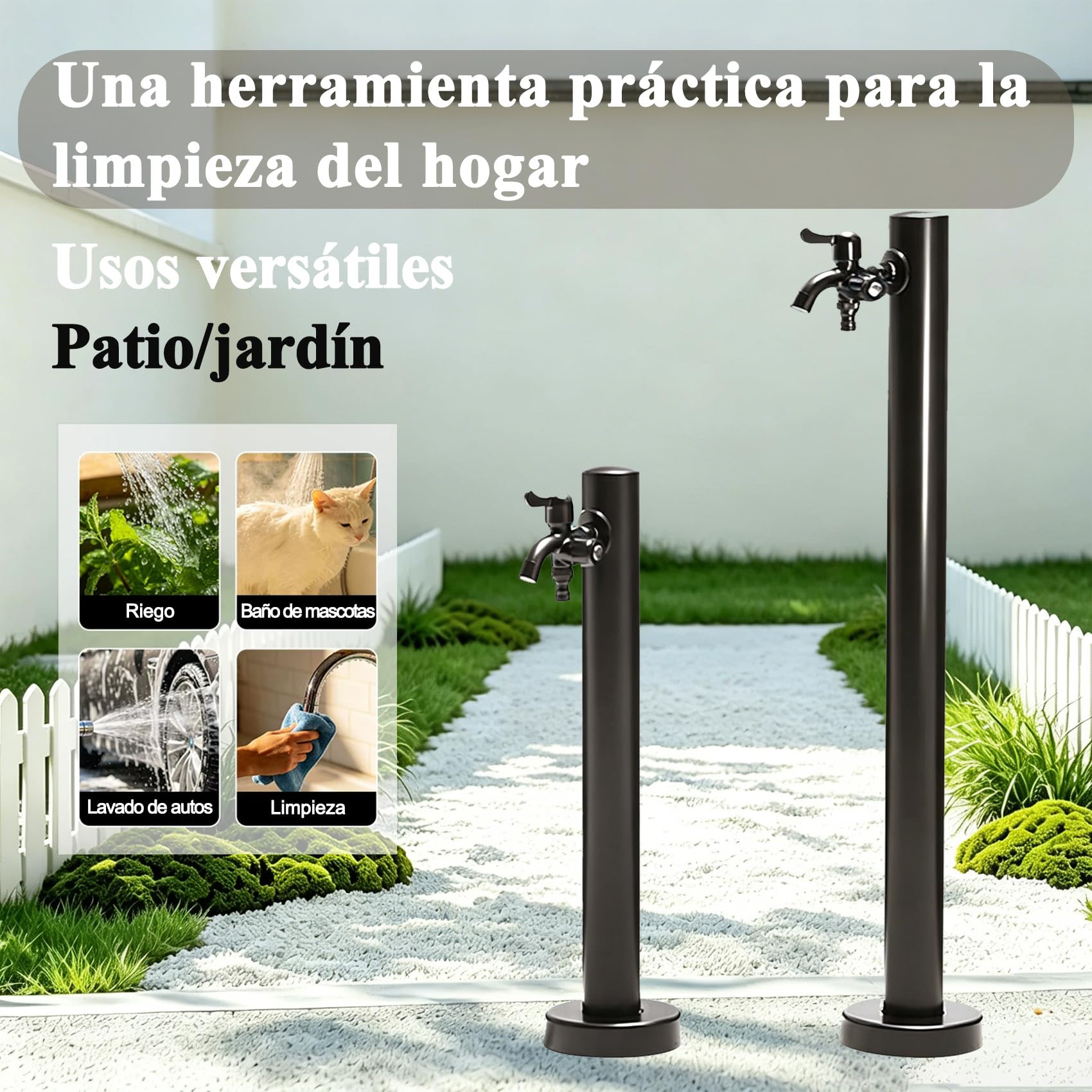 estación dispensadora de agua para jardín, Columna de Agua Vertical anticongelante, Fuente Decorativa para riego, acero inoxidable, limpieza patio, riego plantas, lavado coches 95cm