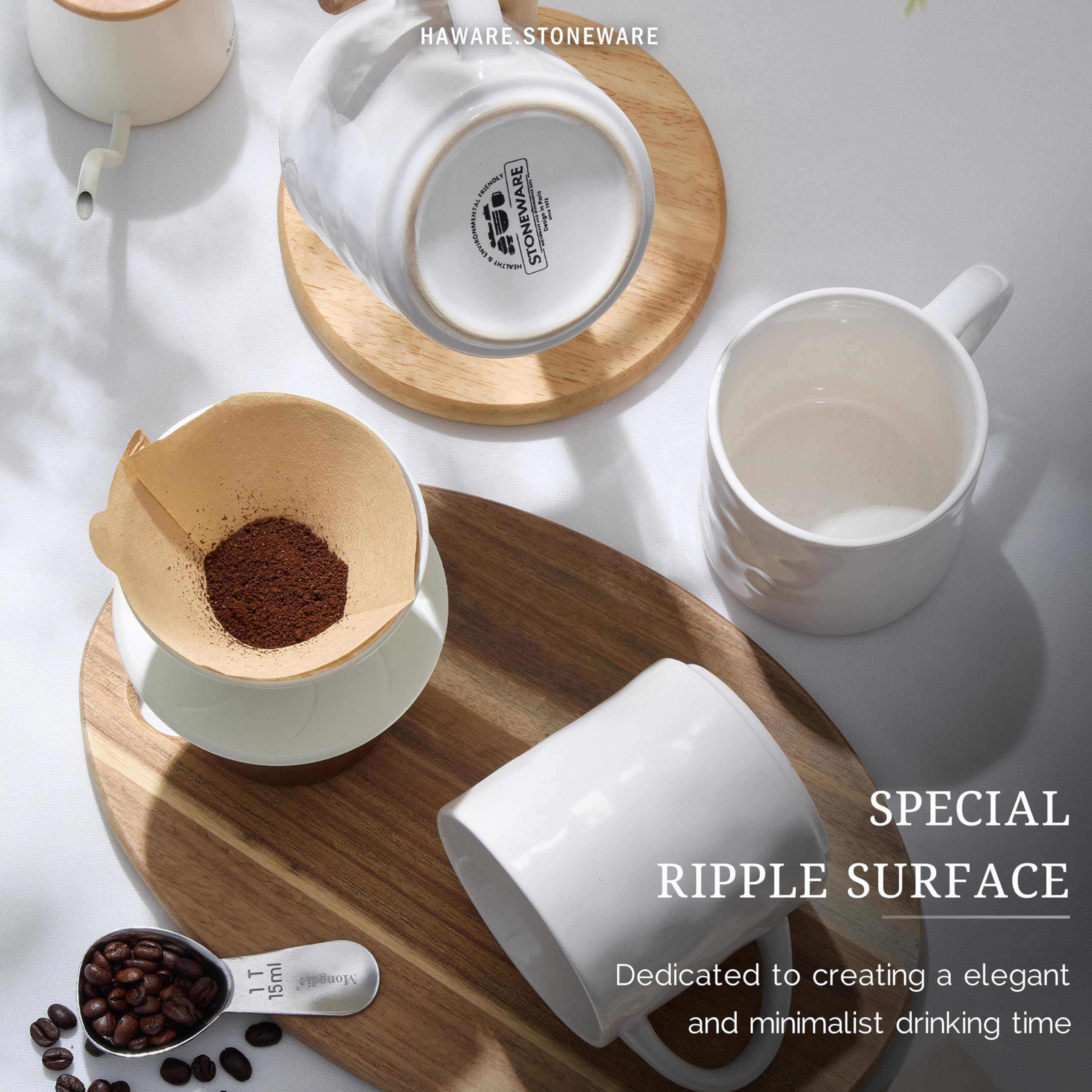 Amazon.com | HaWare 14OZ Coffee Mugs Set of 4, Stoneware Coffee Cups with  Handle, Latte Mug for Man, Woman, Dad, Mom, Modern Tea Mugs for  Latte/Cappuccino/Cocoa/Milk, Dishwasher& Microwave Safe, Speckled White:  Coffee
