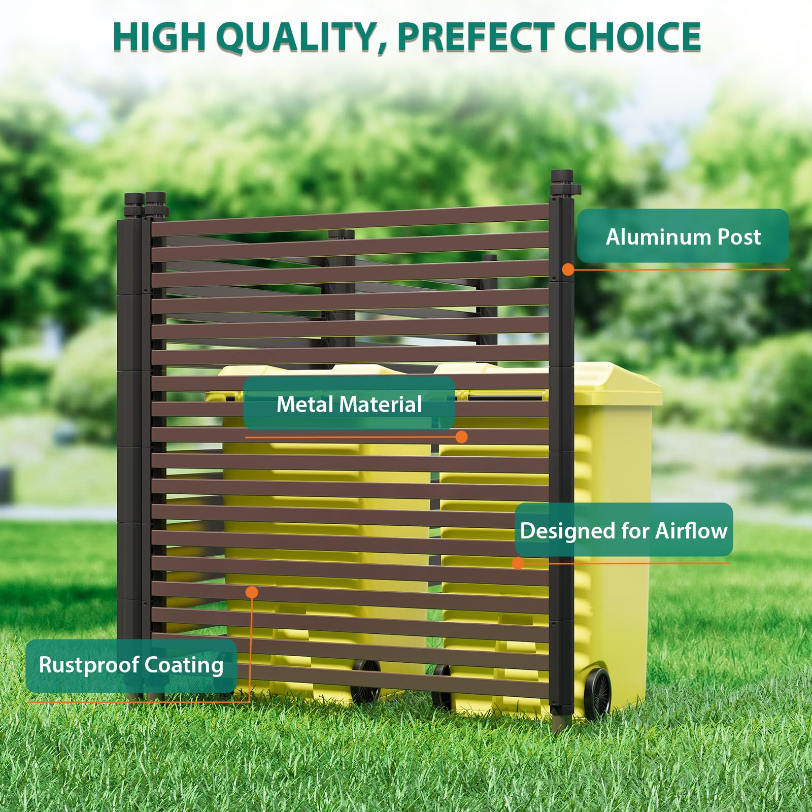 Aptliton Gartenzaun 3-teilig 270x120cm, Metall Steckzaun PE-Beschichtung, Dekorativer Zaun Garten Hof Terrasse, Rostfreie Tierbarriere ohne Graben, Braun