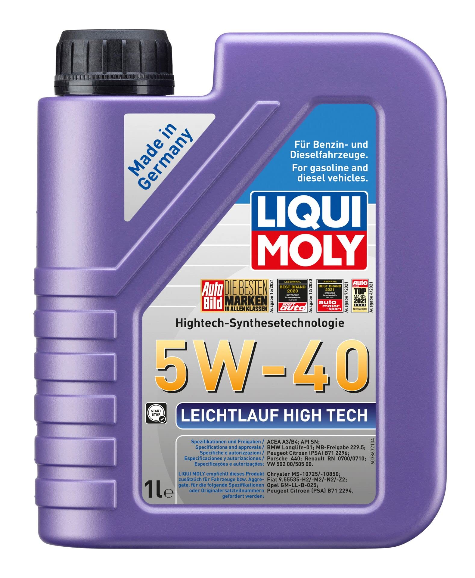 Inspektionspaket 8L LIQUI MOLY 5W-40 für C-Klasse Coupe T-Model S204 W204 | Motoröl LIQUI MOLY Leichtlauf High Tech 5W-40 Ölfilter Ablassschraube