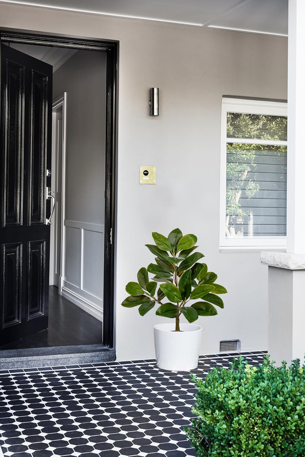 Briful Artificial Magnolia Tree in Black Pot – 26.3in Tall Faux Magnolia Greenery Plant Fake Potted Silk Tree for Home Office Room Kitchen Outdoor Porch Décor