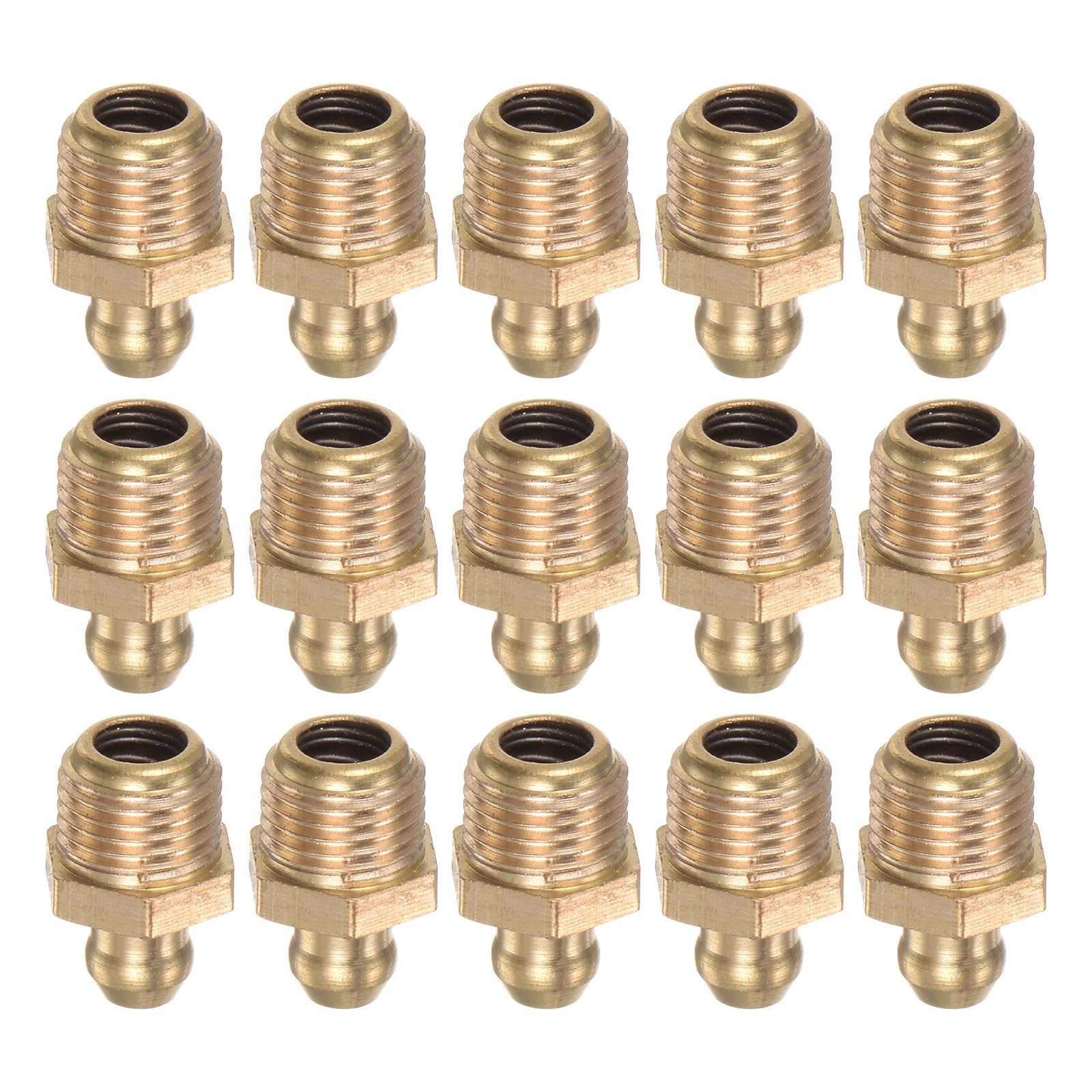 HARFINGTON 15pcs Brass Straight Grease Fitting M10x1mm Metric Thread Hydraulic Grease Nipple Accessories for Car