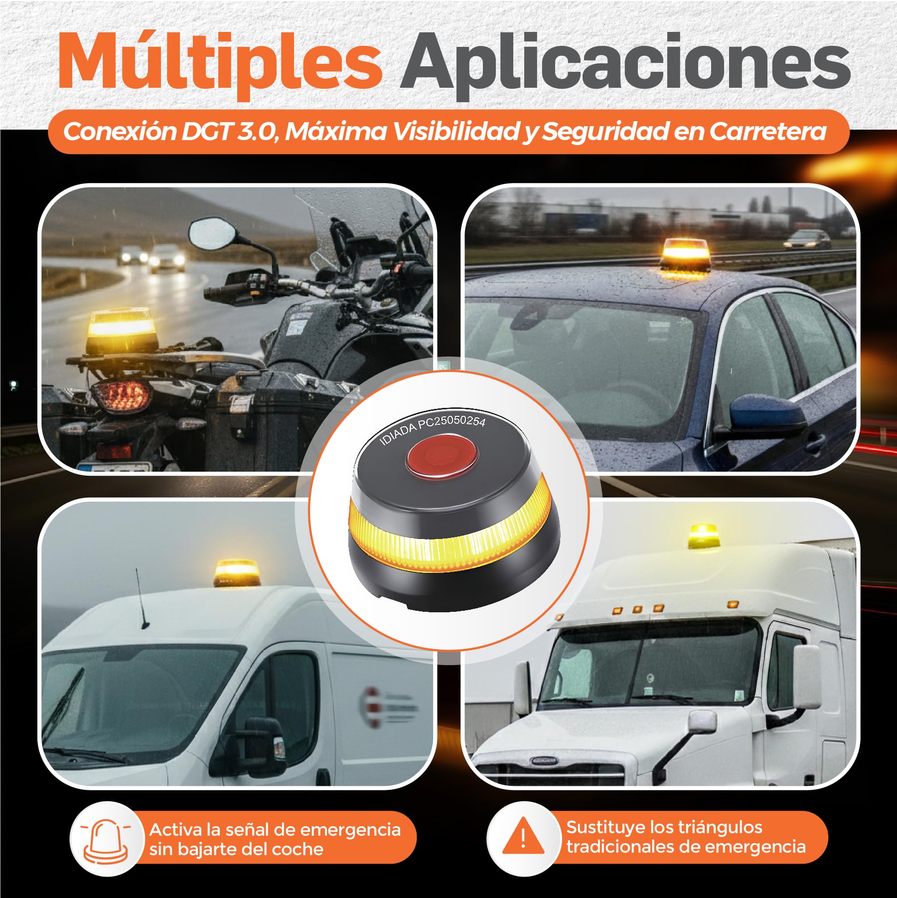 Baliza V16 Homologada DGT con Geolocalizador 3.0 | Luz Emergencia Coche Homologado DGT | V16 Conectada y Geolocalizada con SIM Incluida sin Costes hasta 2038 | Obligatoria desde 2026 Normativa DGT
