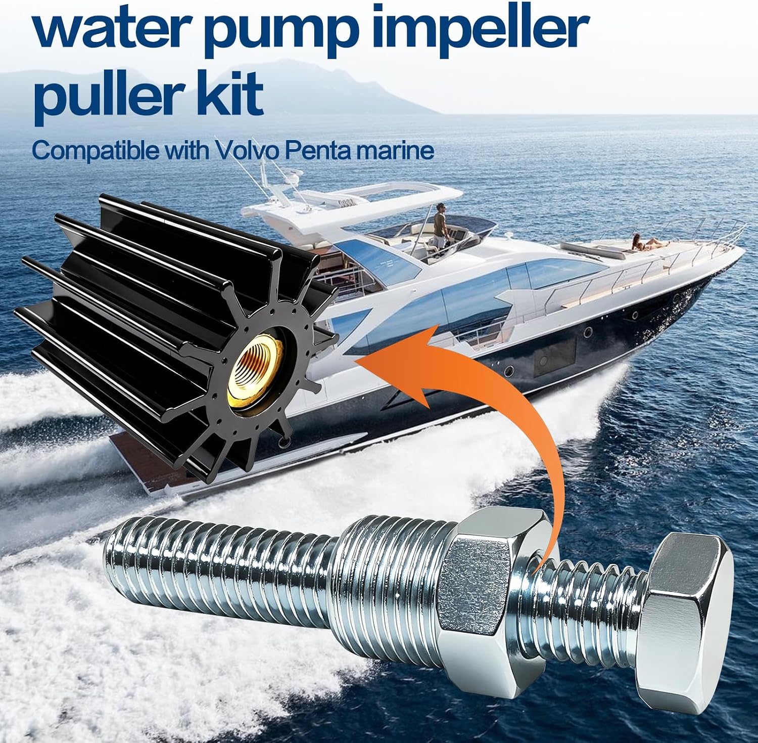 2PC Marine Impeller Puller Kit, Designed to ReplaceVolvo Penta Tool 3843948 | Raw Water Pump Removal Tool Compatible with Impeller 21700443, 21700445, 3584350