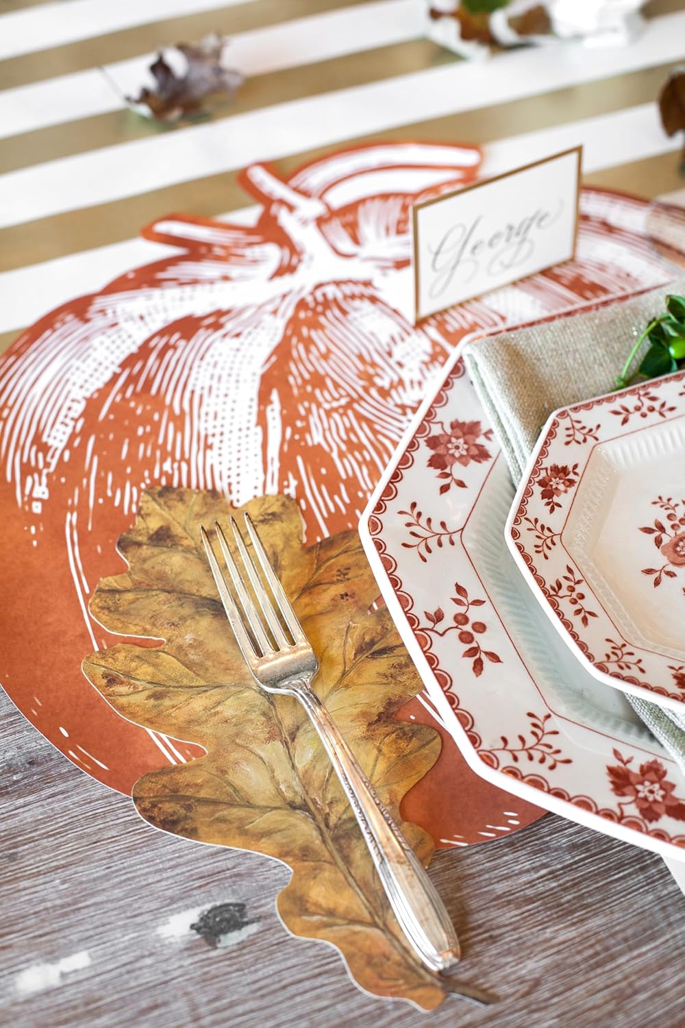 Die Cut Pumpkin Paper Placemat Set of 12 American Made