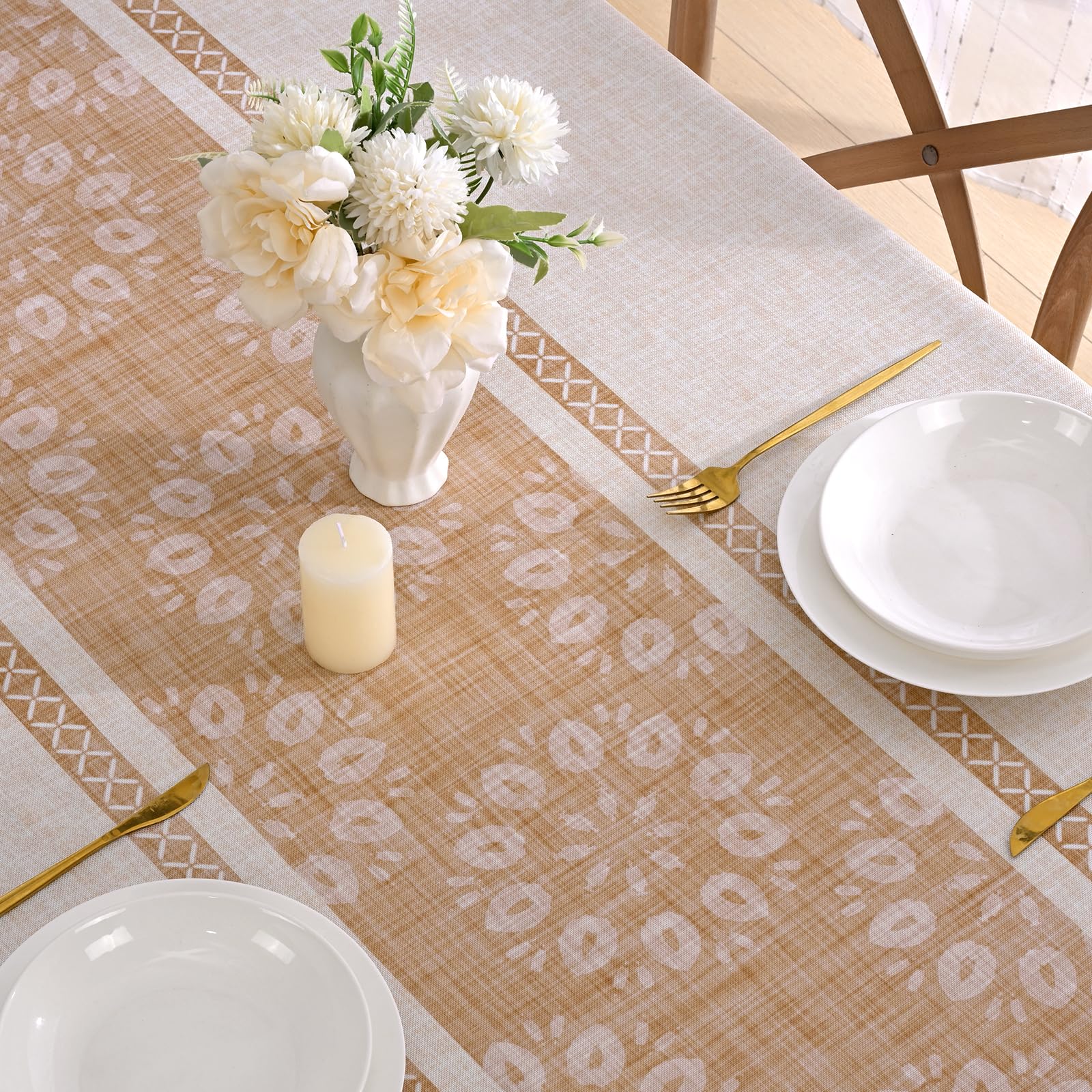 Tovaglia rettangolare in lino con nappe, tovaglia 140x220cm lavabile in lavatrice vintage per sala da pranzo soggiorno picnic ristorante caffè
