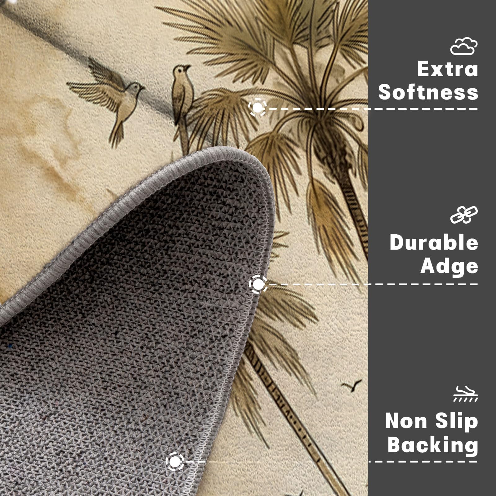 Waschbare Fußmatte Für Innen Retro-Afrikanische Tiere Motiv - 90X150Cm Natürliche Giraffen Elefanten Fußabtreter Küche Bodenmatte Teppich Rutschfeste Willkommensmatte Schmutzfangmatte - Beige