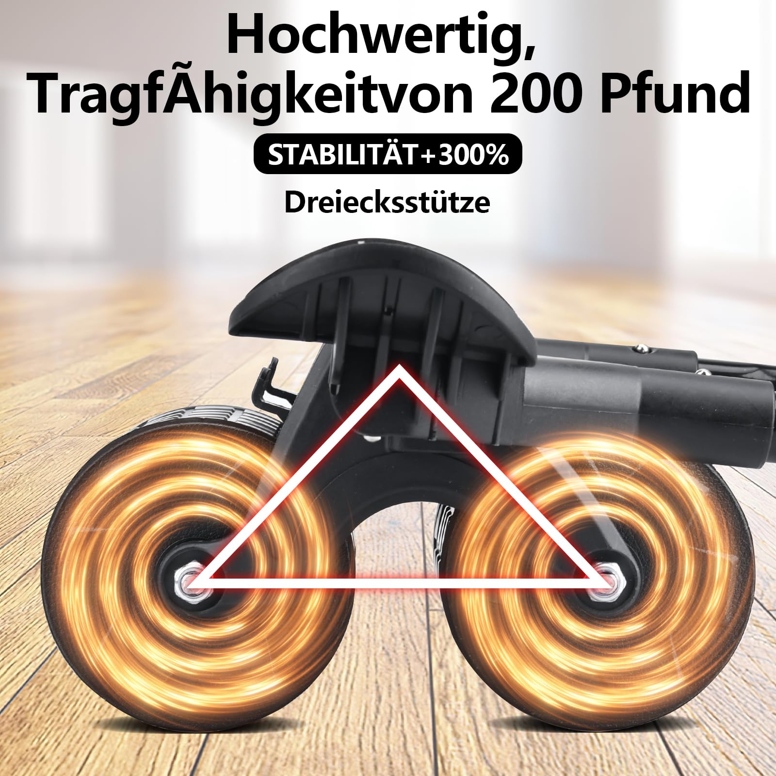 Roue Abdominale AB Roller – Large 90 Mm, Charge Max 200 Kg, Poignées Mousse Antidérapante, Tapis De Genoux Inclus, Gainage Total