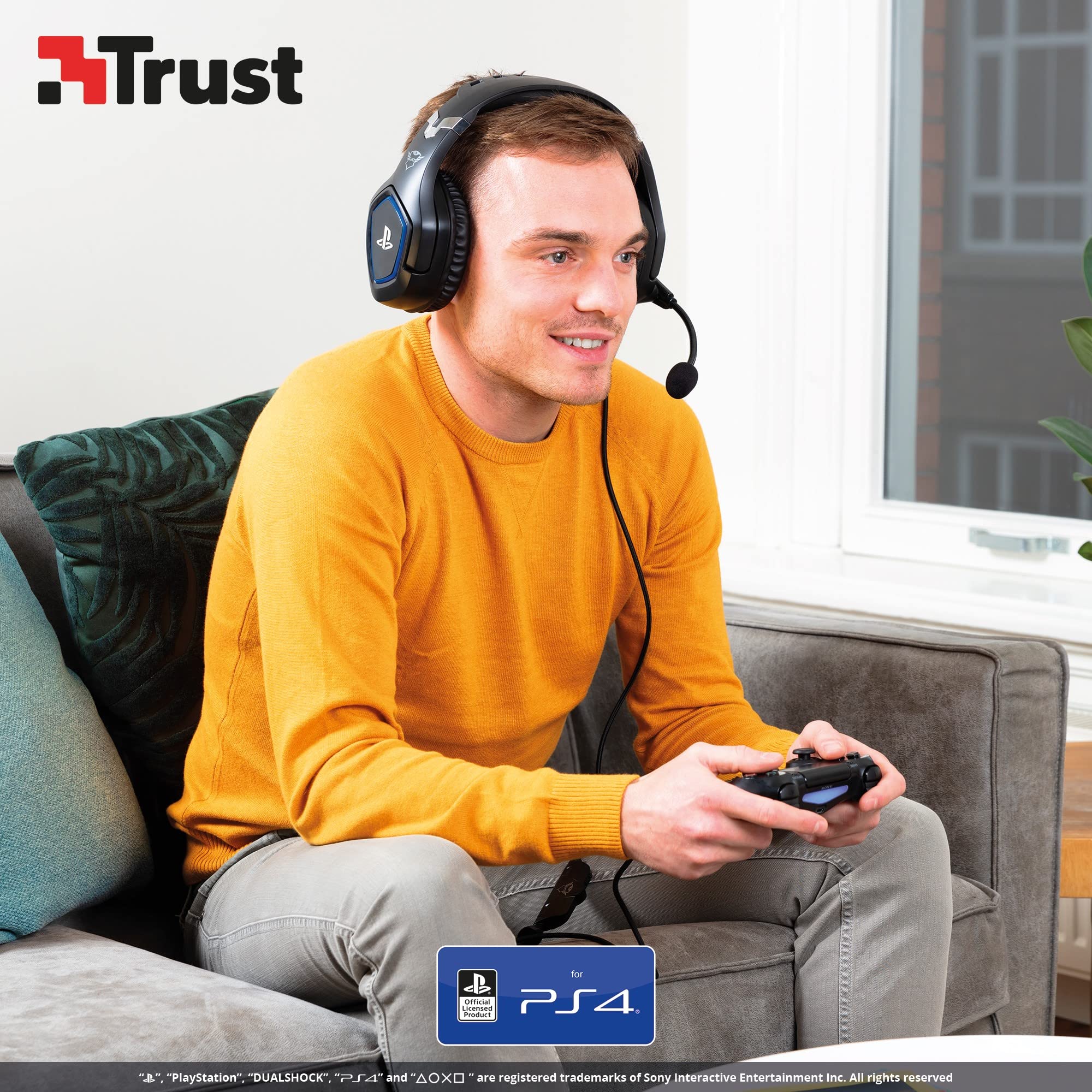 GXTrust Forze słuchawki gamingowe, licencja PlayStation, czarne | zestaw słuchawkowy przewodowy z mikrofonem, jack 3,5 mm, wokółuszny headset PS4 i PS5 dla gracza
