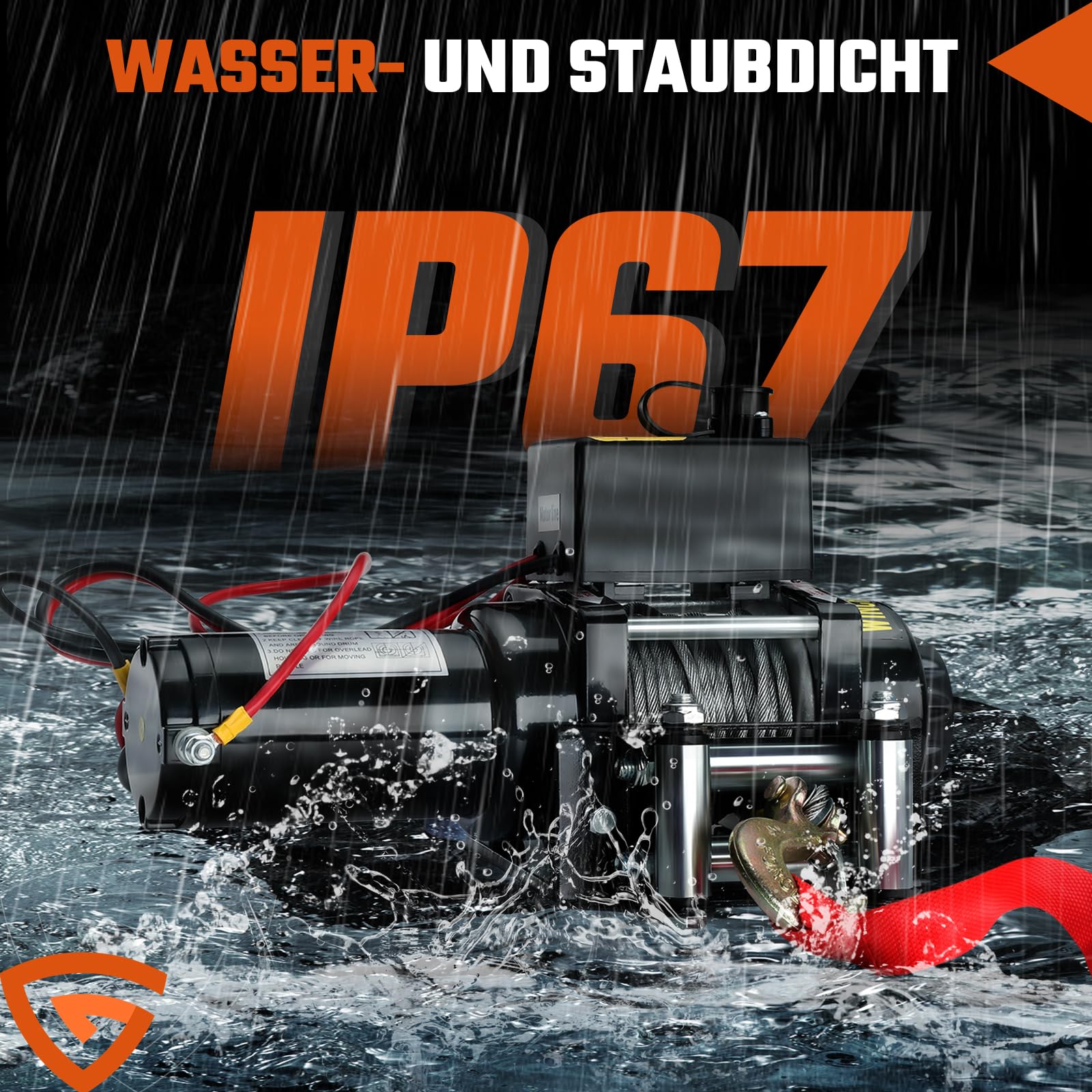 Elektrische seilwinde 12V 1360 kg / 3000lbs, Motorwinde Seilzug Elektrowinde 1kW Motor, mit Stahlseil, Funk & Kabel Fernbedienung, Wasserdicht, Seilfenster, für SUV, Offroad, LKW, Anhänger