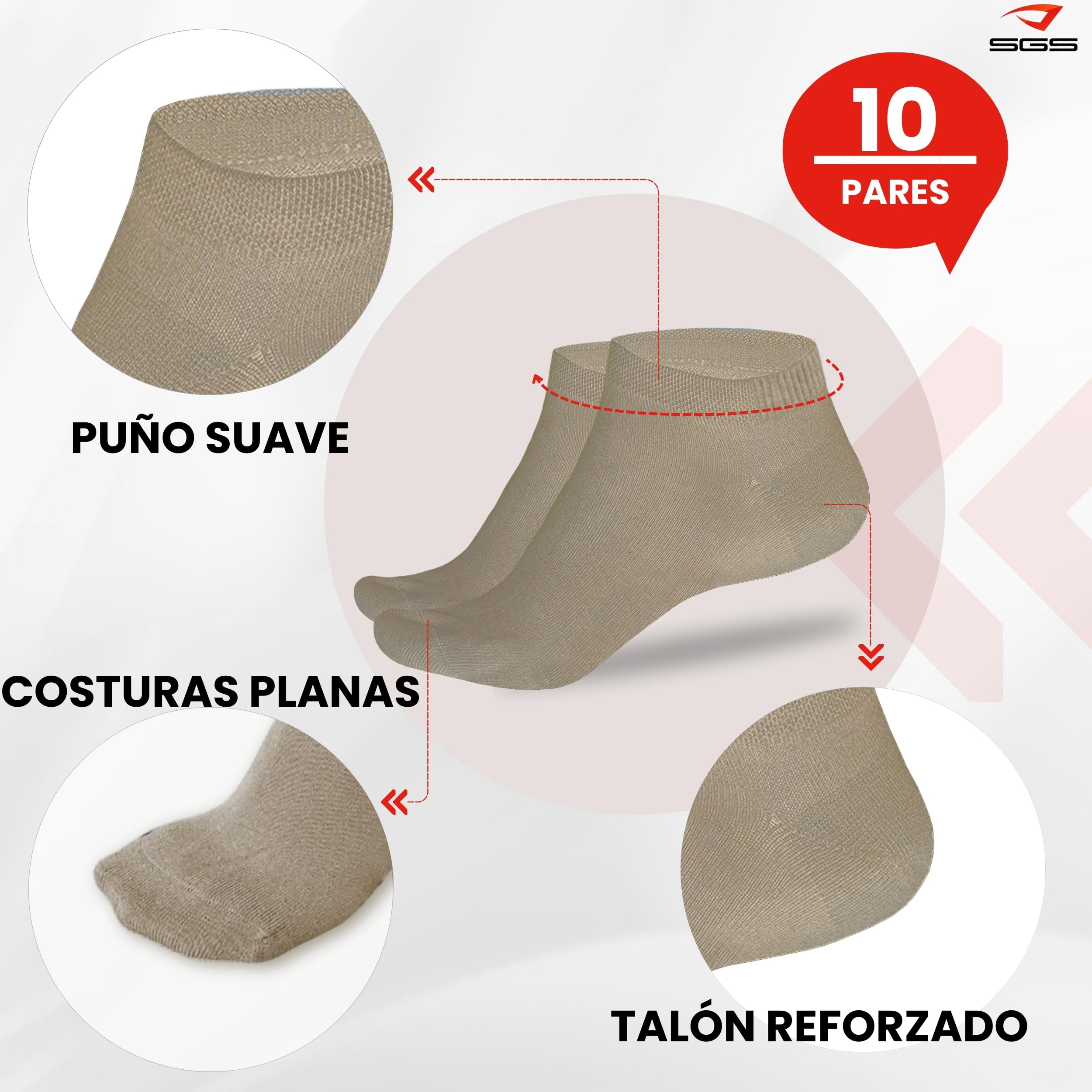 SGS Calcetines Tobilleros Hombre De Bambú, Paquete De 5 o 10 Unidades, Calcetines Hombre y Mujer Cómodos y Transpirables