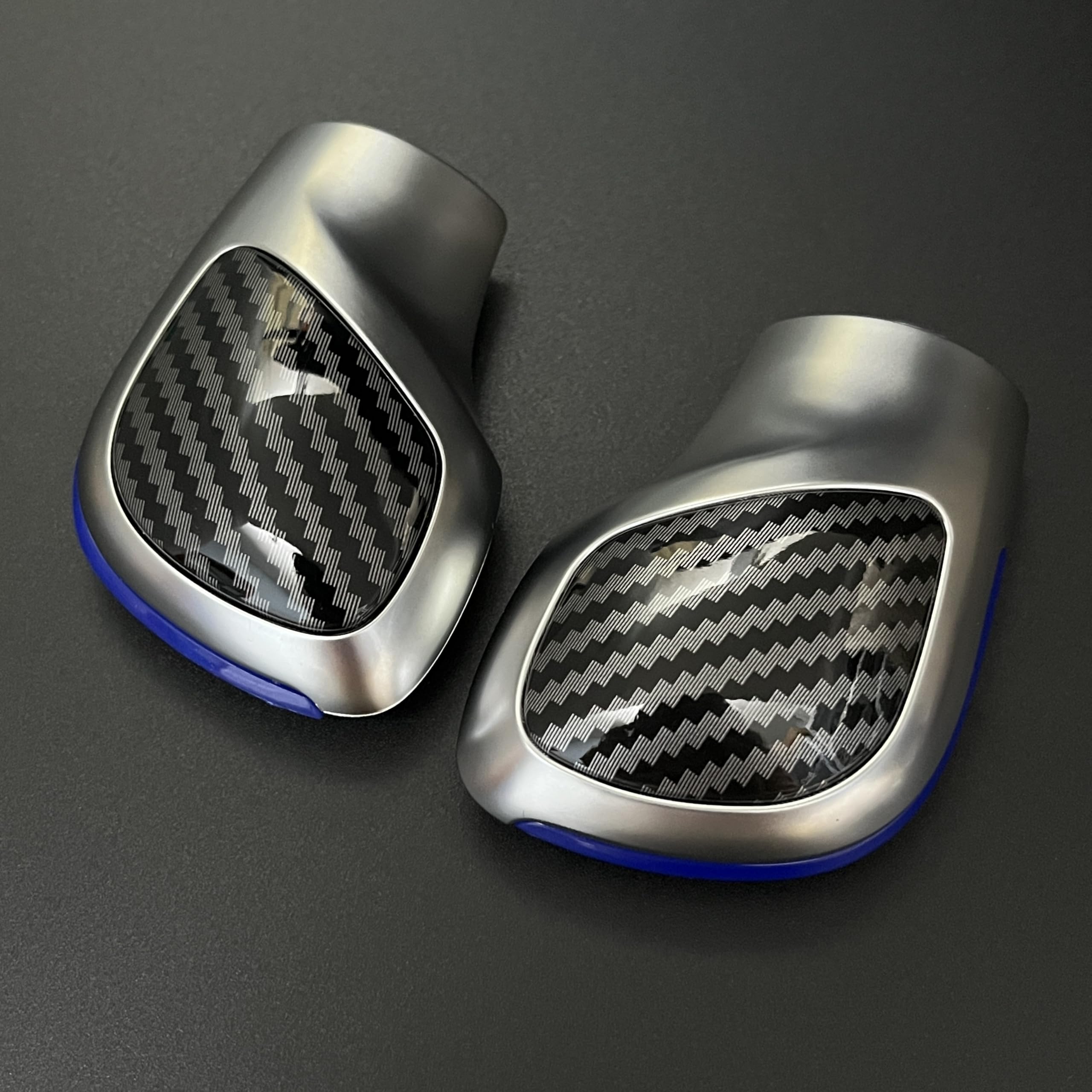 ZHHYGMD for Carbon Fiber Texture DSG Shift Knob Gear Side Cover Emblem for VW for Golf 6 for Golf 7 R GTI Passat B7 B8 CC R20 Jetta MK6 GLI(Blue Cover)