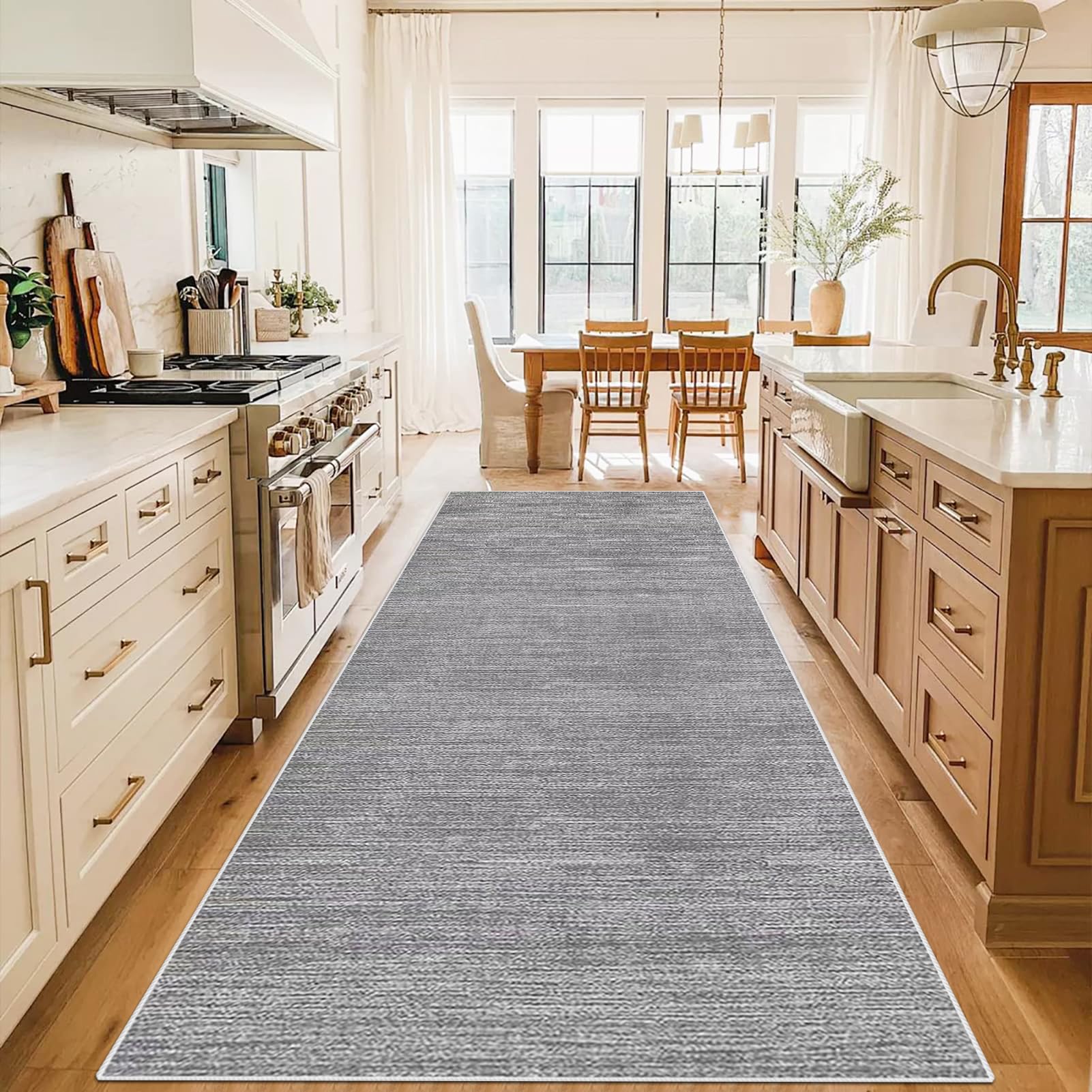 WAWFONG Long Hallway Runner Rug Non Slip Washable Kitchen Rug Hall Runner Grey 50 x 180 cm Heavy Duty Carpet Runner Narrow Corridor Rugs Floor Mat for Entryway Laundry Room Hallways Kitchen