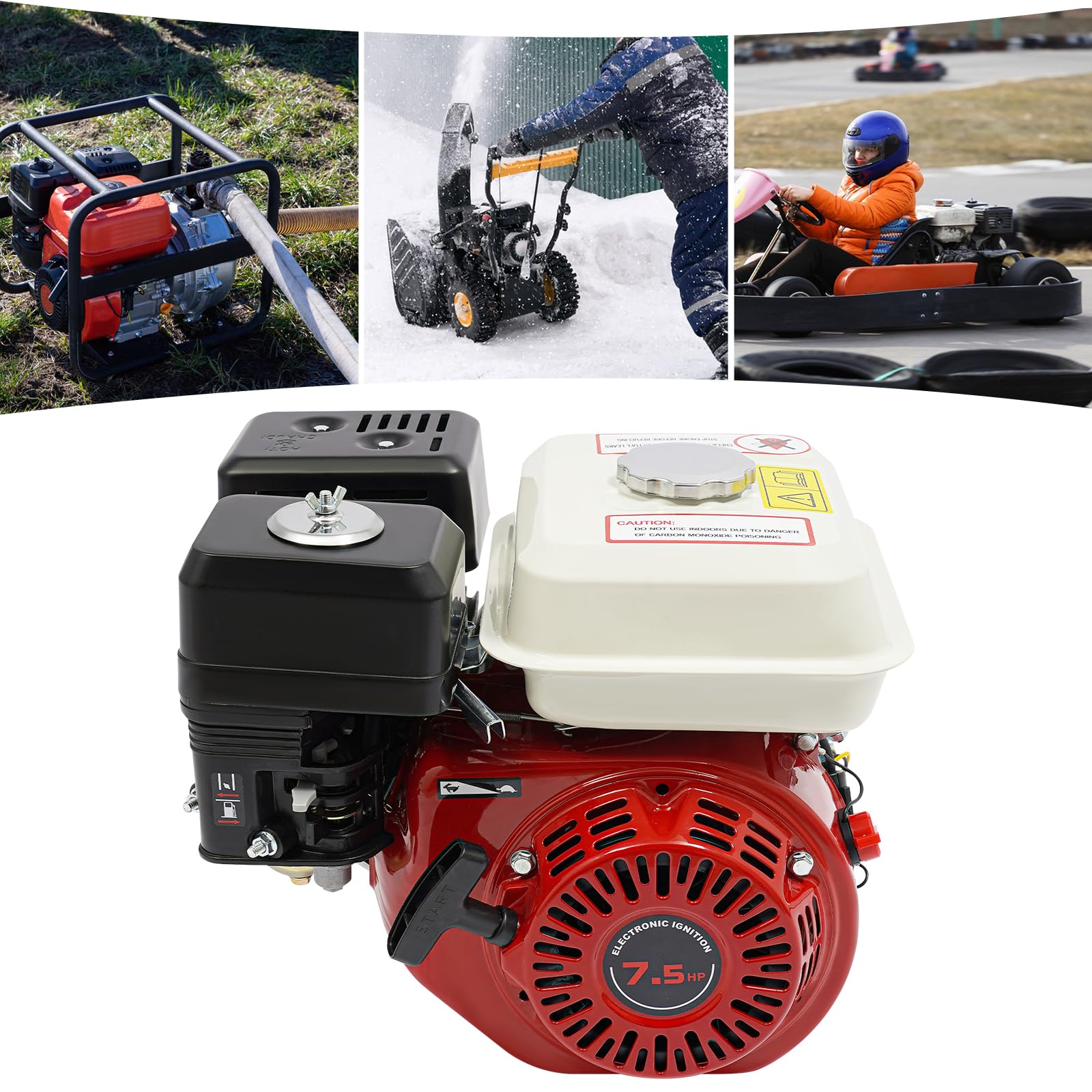 Motor de gasolina de 7,5 CV 3 kW de 4 tiempos, motor de estacionamiento con cigüeñal de 20 mm de diámetro, enfriado por aire, cilindrada de 212 cc, para cortacésped, máquinas de bomba, bombas de agua