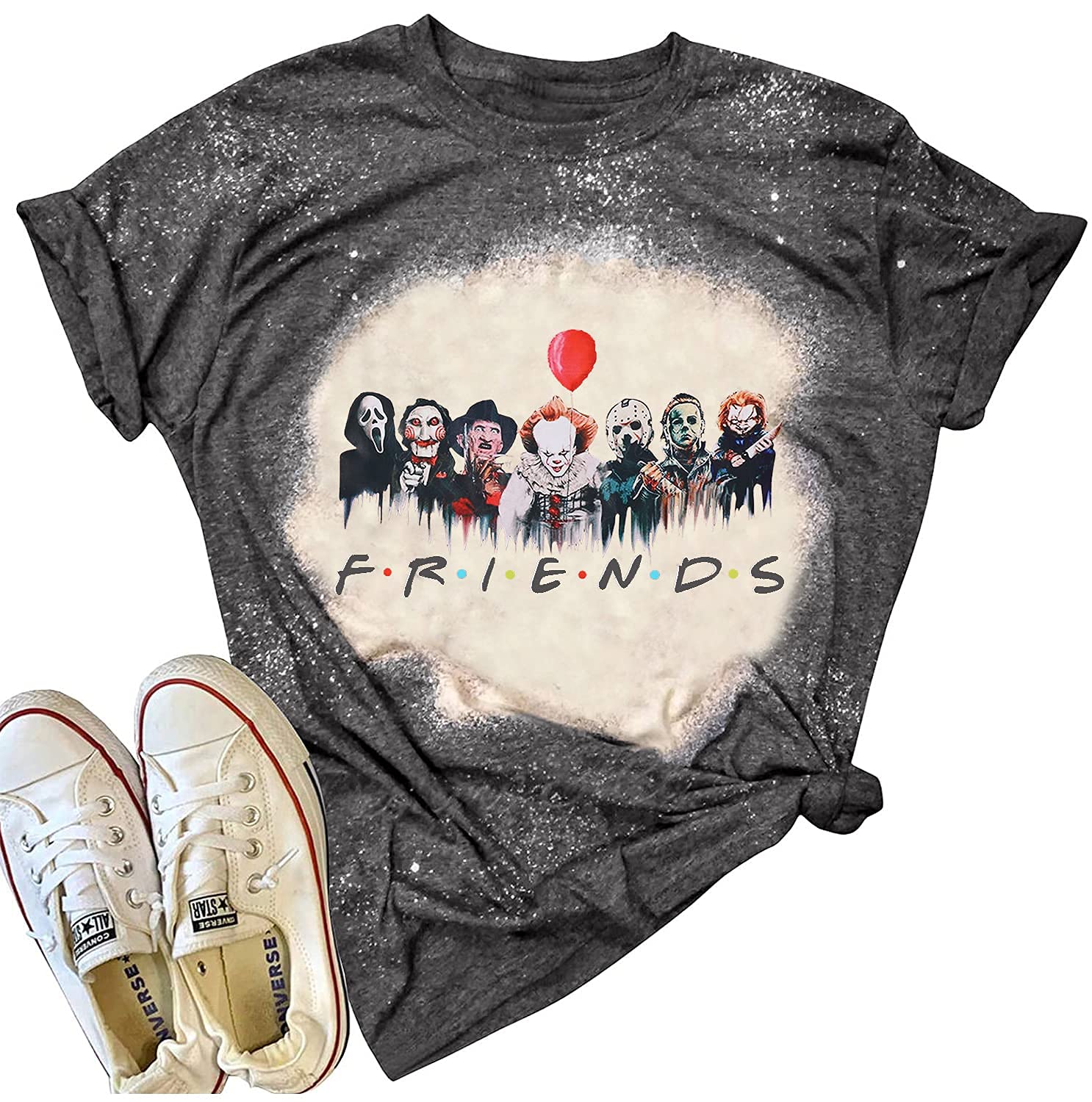 Funny Friends Horror Halloween T-Shirt Michael Myers Jason Horror Scary Movies Gift Tee Shirt for Women Men - As Shown Medium