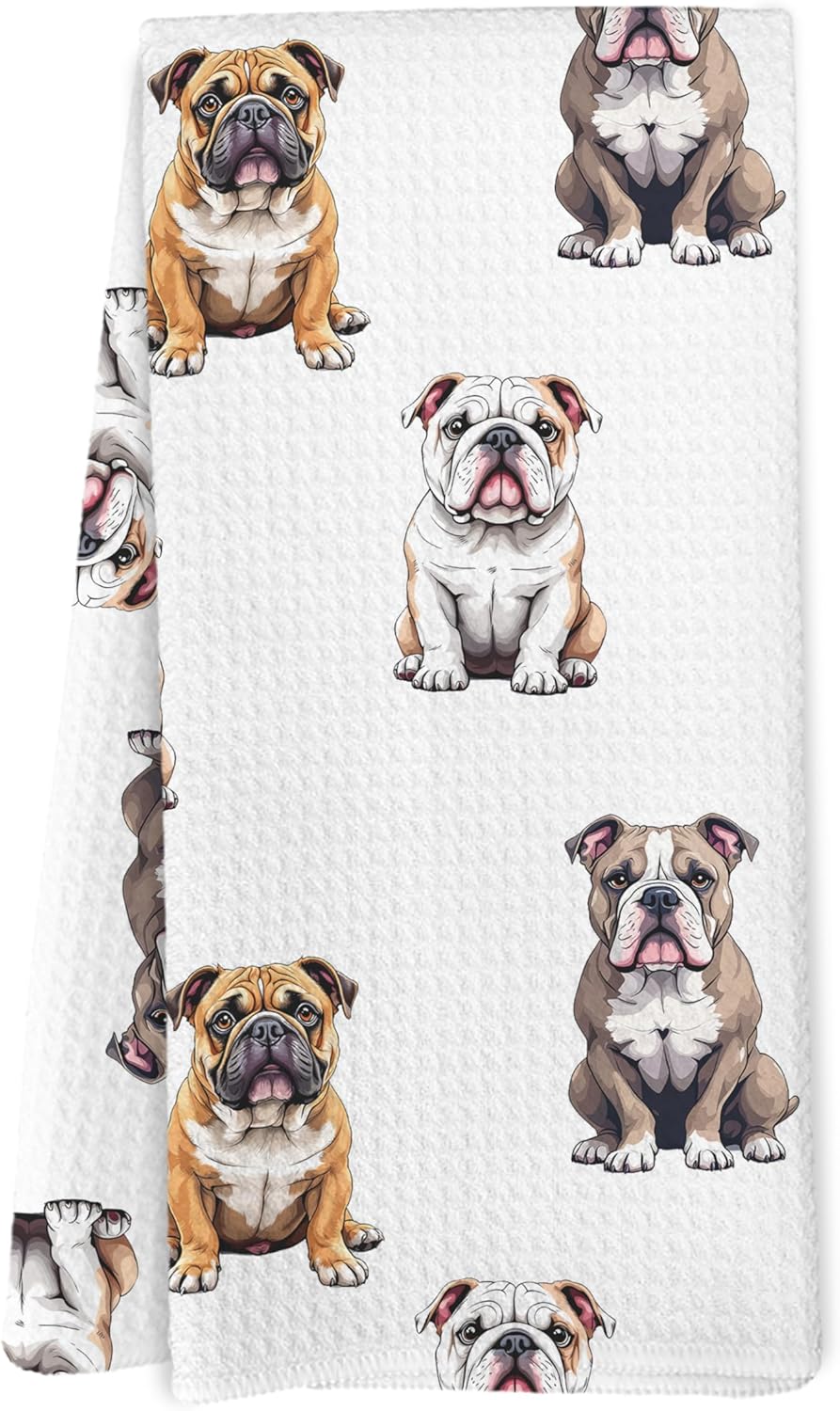 Yorhifa English Bulldog Gifts Kitchen Towels, English Bulldog Decor Dish Tea Towels for Kitchen, Dog Hand Towels for Bathroom, Dog Bathroom Decor, 16x24 Inches
