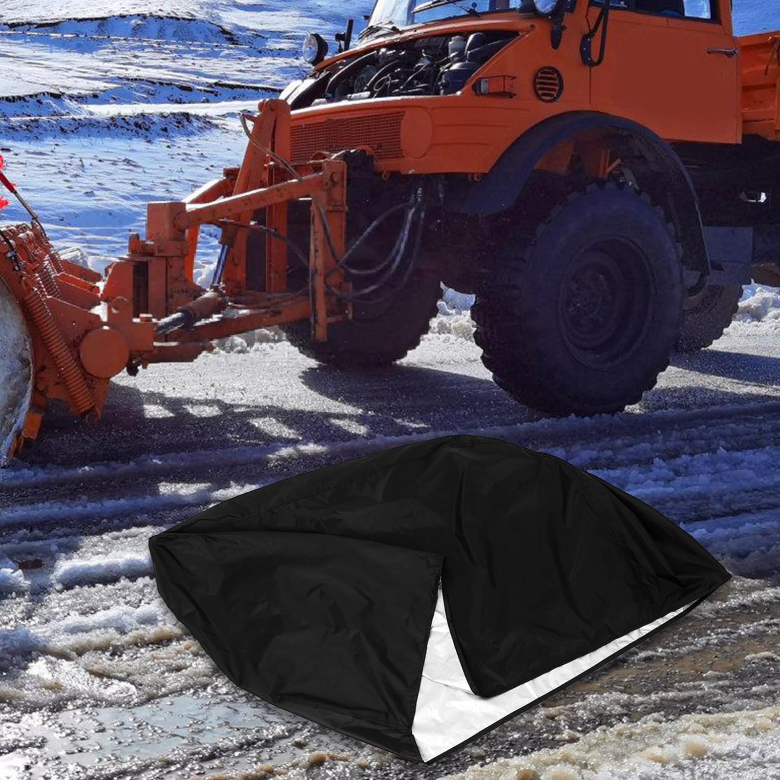 Copertura Protettiva Antigelo per Spazzaneve 47x32x40 Pollici, Telo Nero Resistente ai Raggi Uv, Protezione per Caricatore da Neve in Esterni